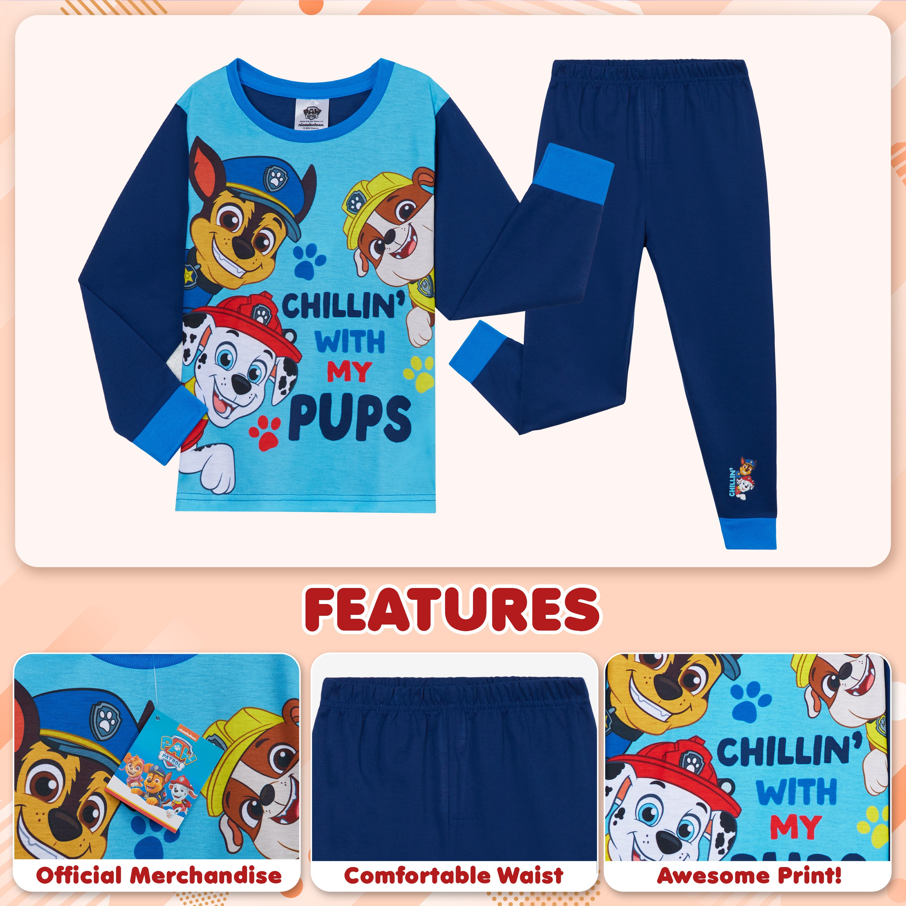 paw-patrol-pyjama-gar-on-long-2-pi-ces-coton-pat-patrouille image 3