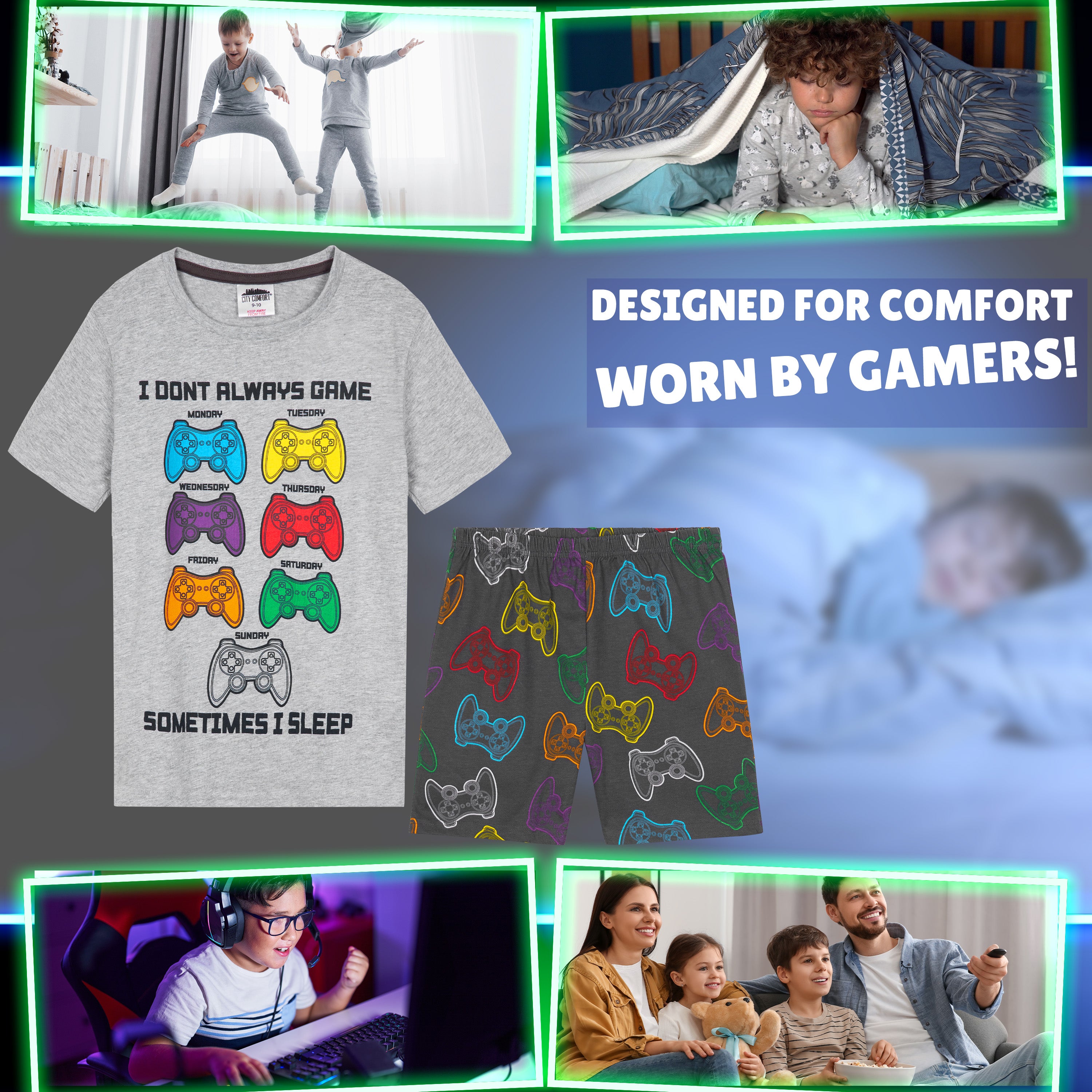 get-trend-boys-pyjama-court-gamer-gar-on-9-10-ans-respirant image 2