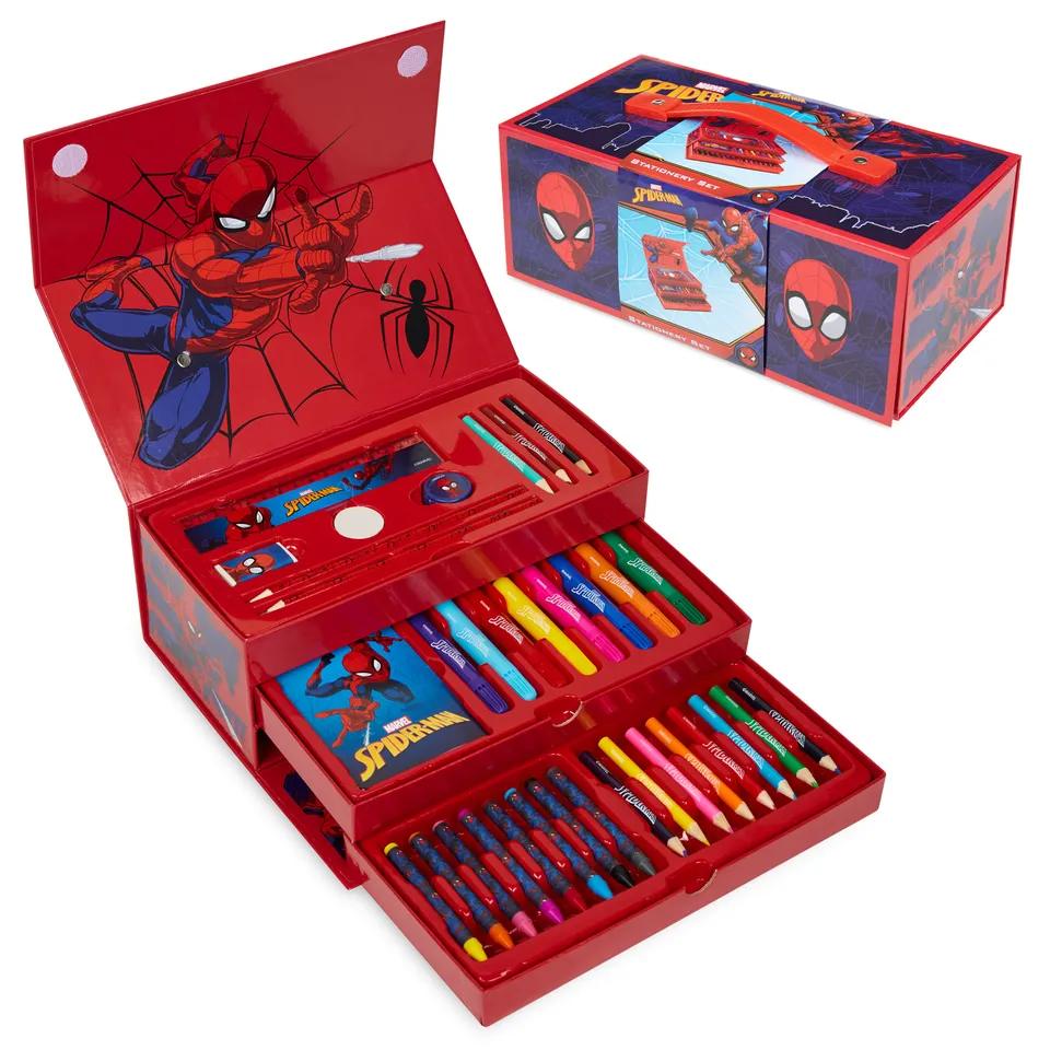 marvel-spiderman-coffret-dessin-enfant-mallette-rouge-feutres image 1