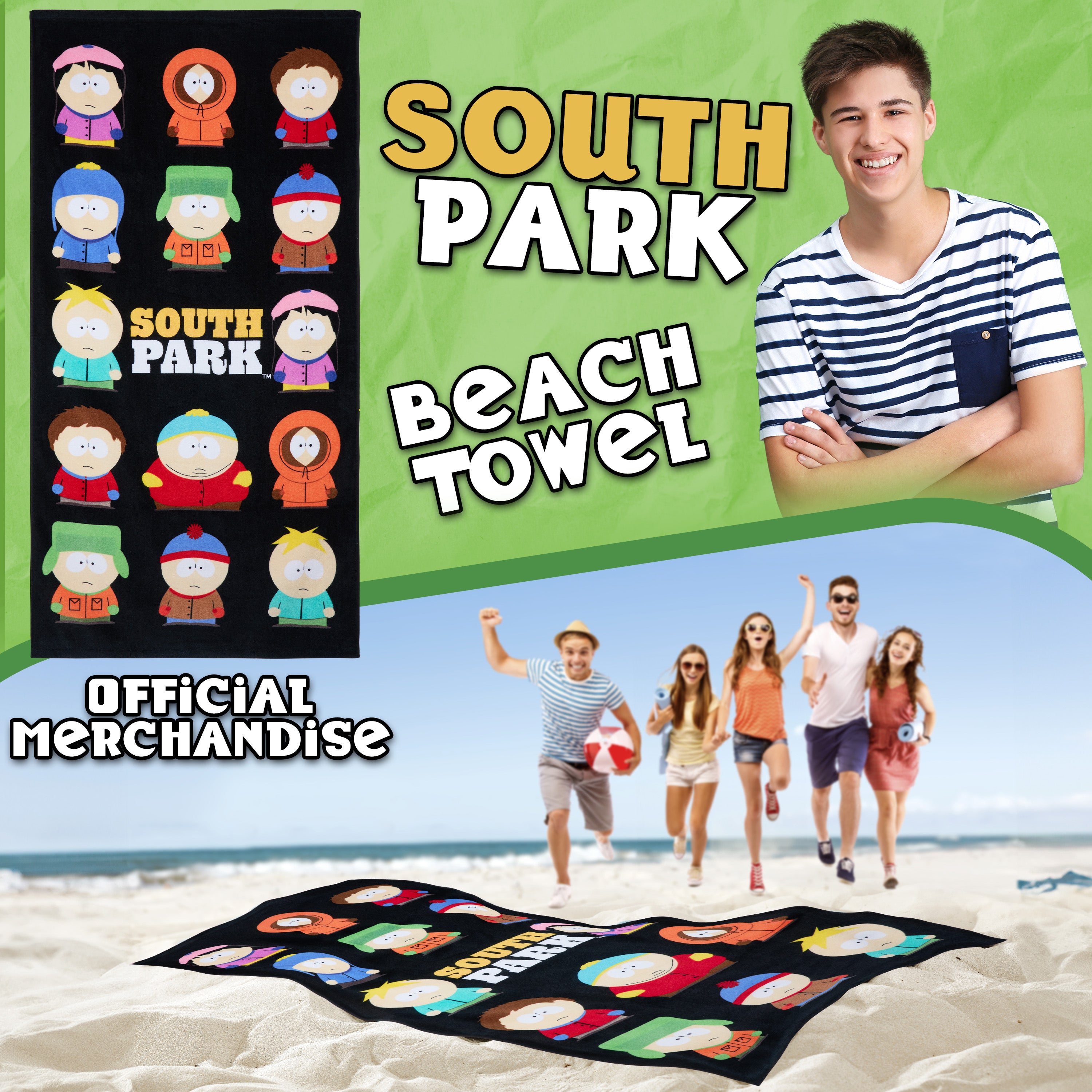 south-park-serviette-de-plage-coton-140x70-cm-stan-et-amis image 2