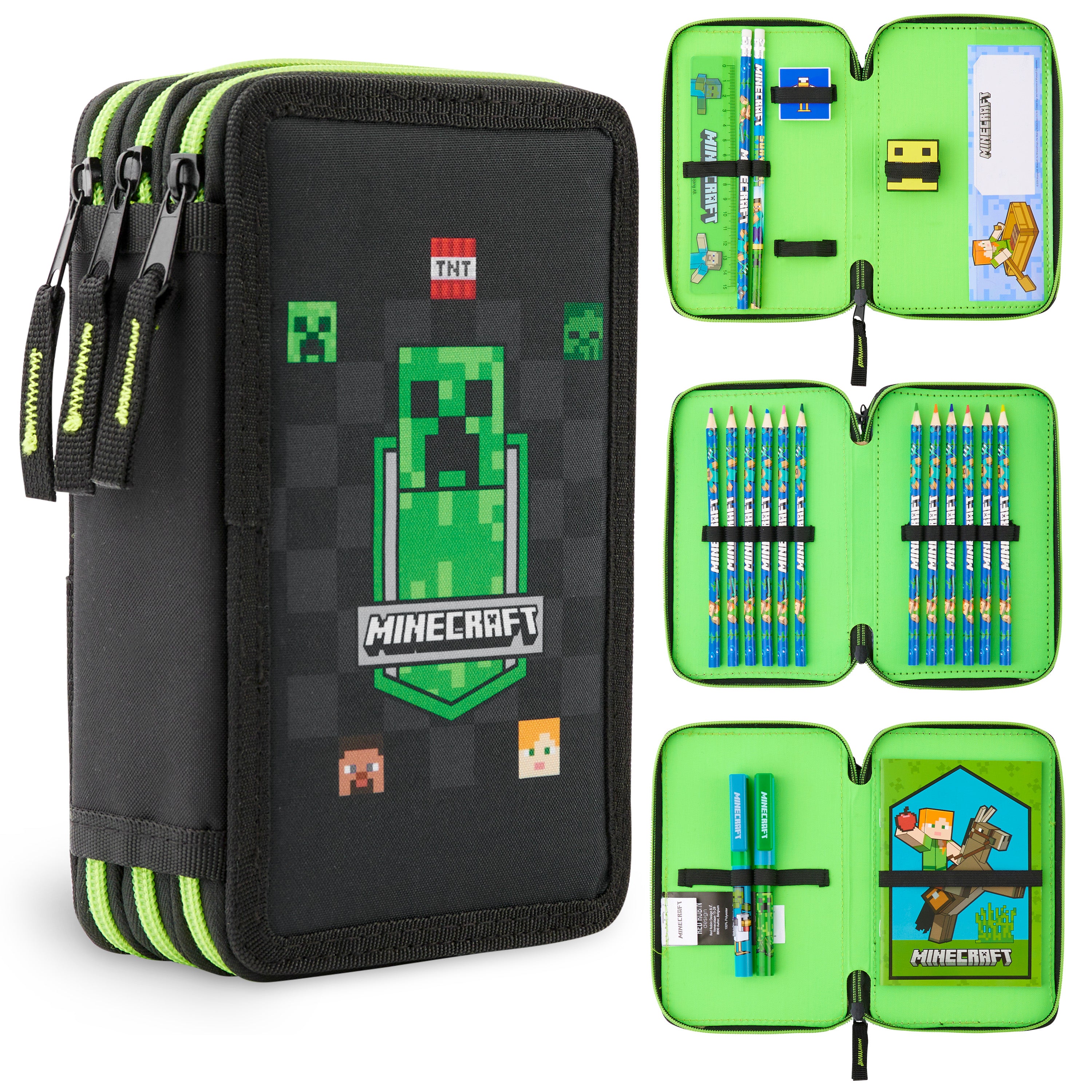 minecraft-trousse-garnie-enfant-black-aop-papeterie-incluse image 1