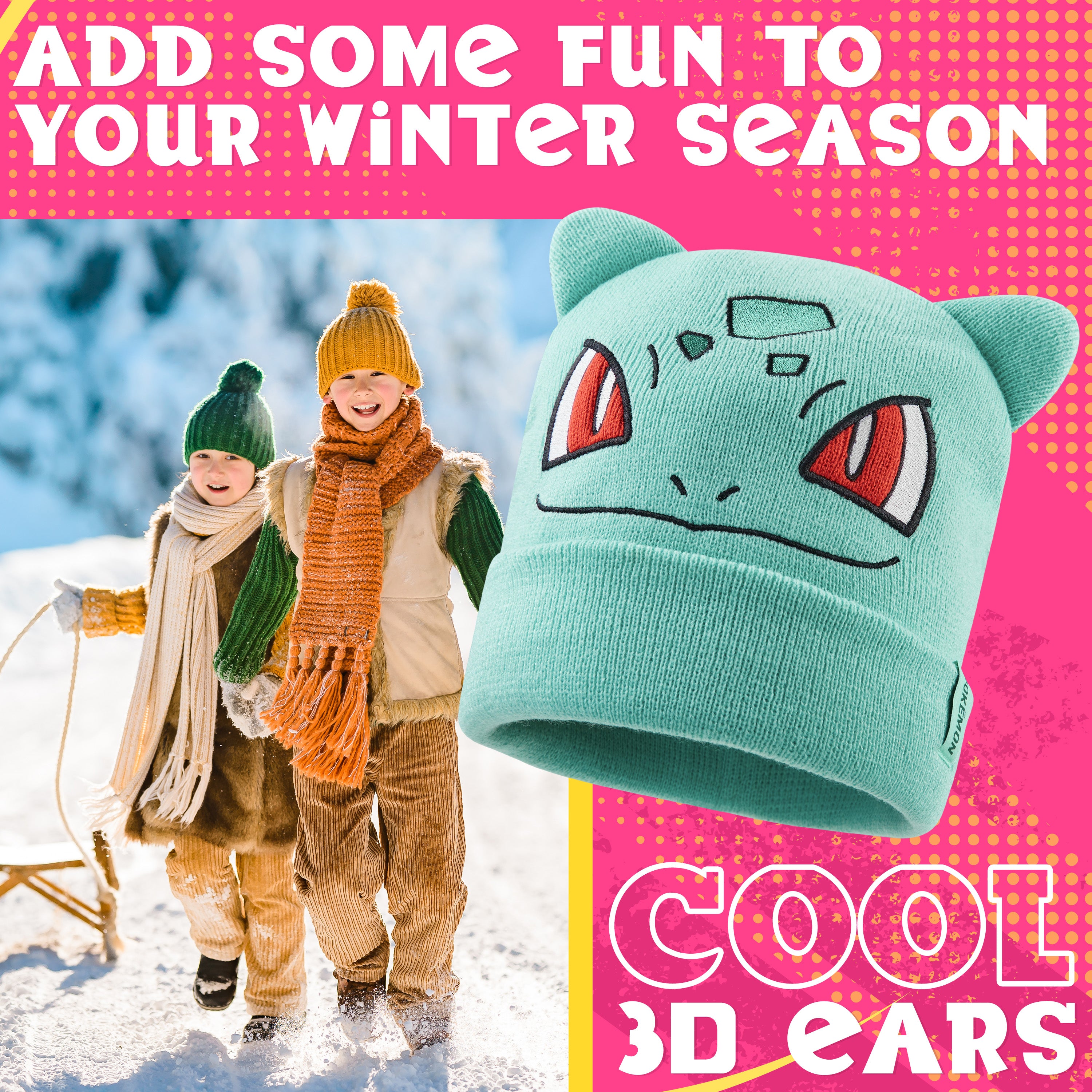 pokemon-boys-bonnet-enfant-hiver-tricot-chaud-taille-unique image 2