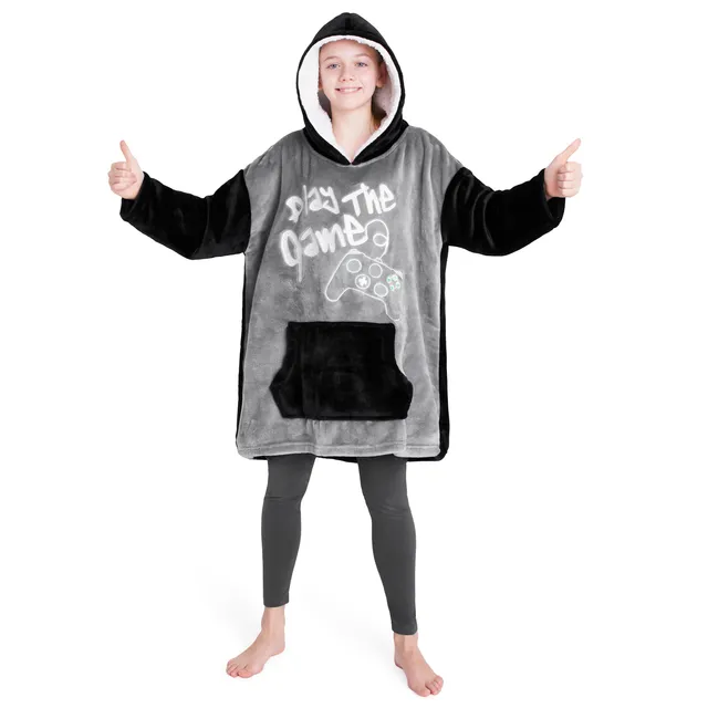 citycomfort-plaid-sweat-capuche-gar-on-taille-unique-polaire image 1