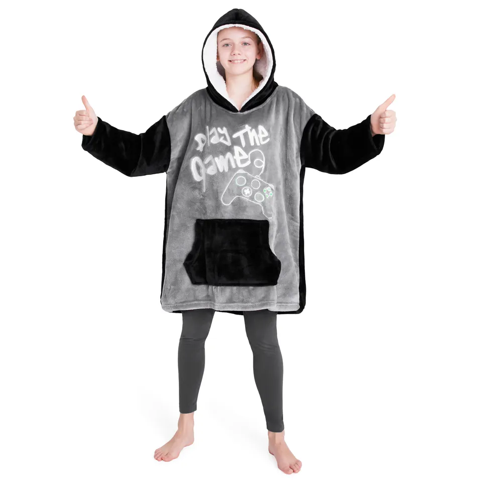 citycomfort-plaid-sweat-capuche-gar-on-taille-unique-polaire image 1