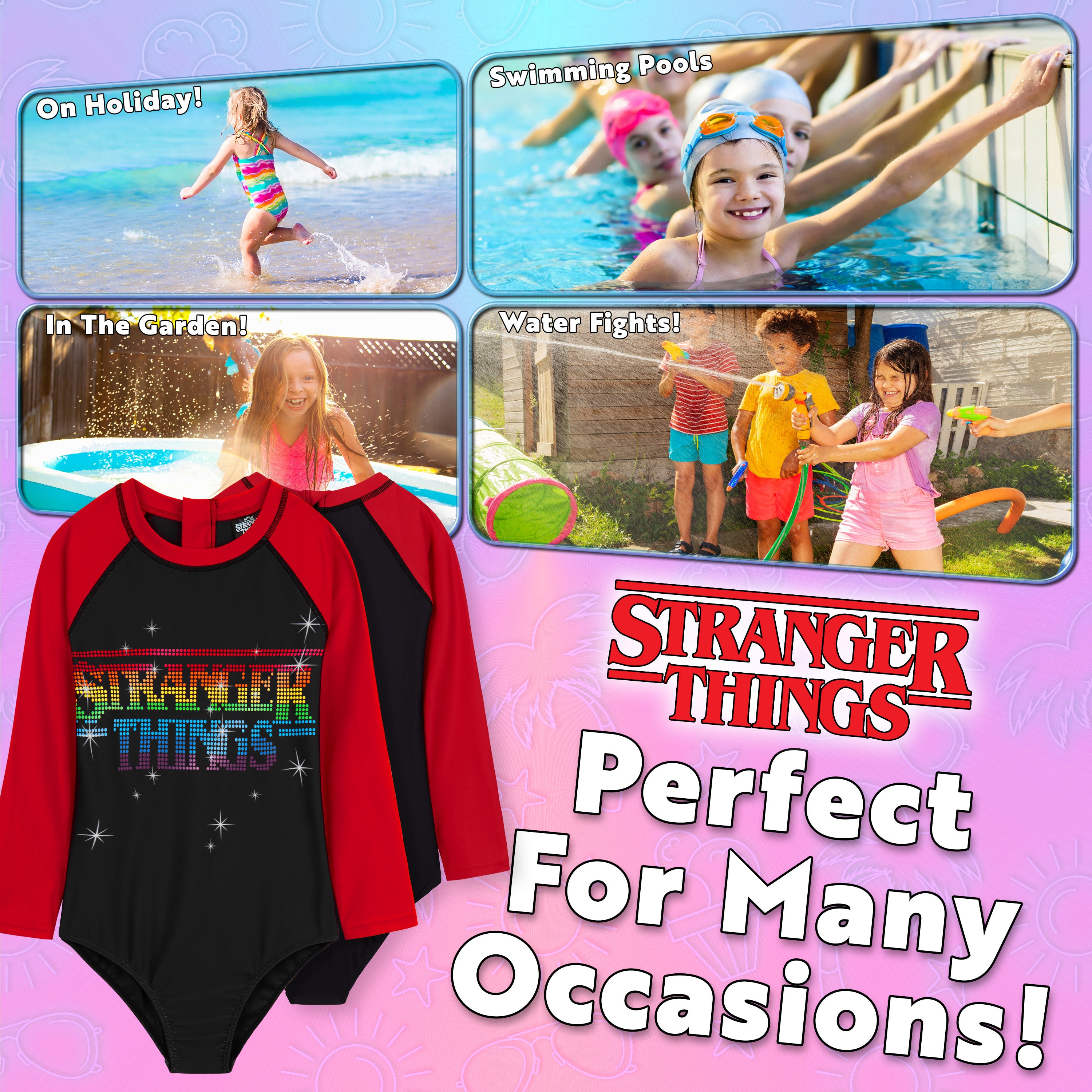 stranger-things-maillot-de-bain-1-pi-ce-fille-manches-longues-9-10-ans image 4