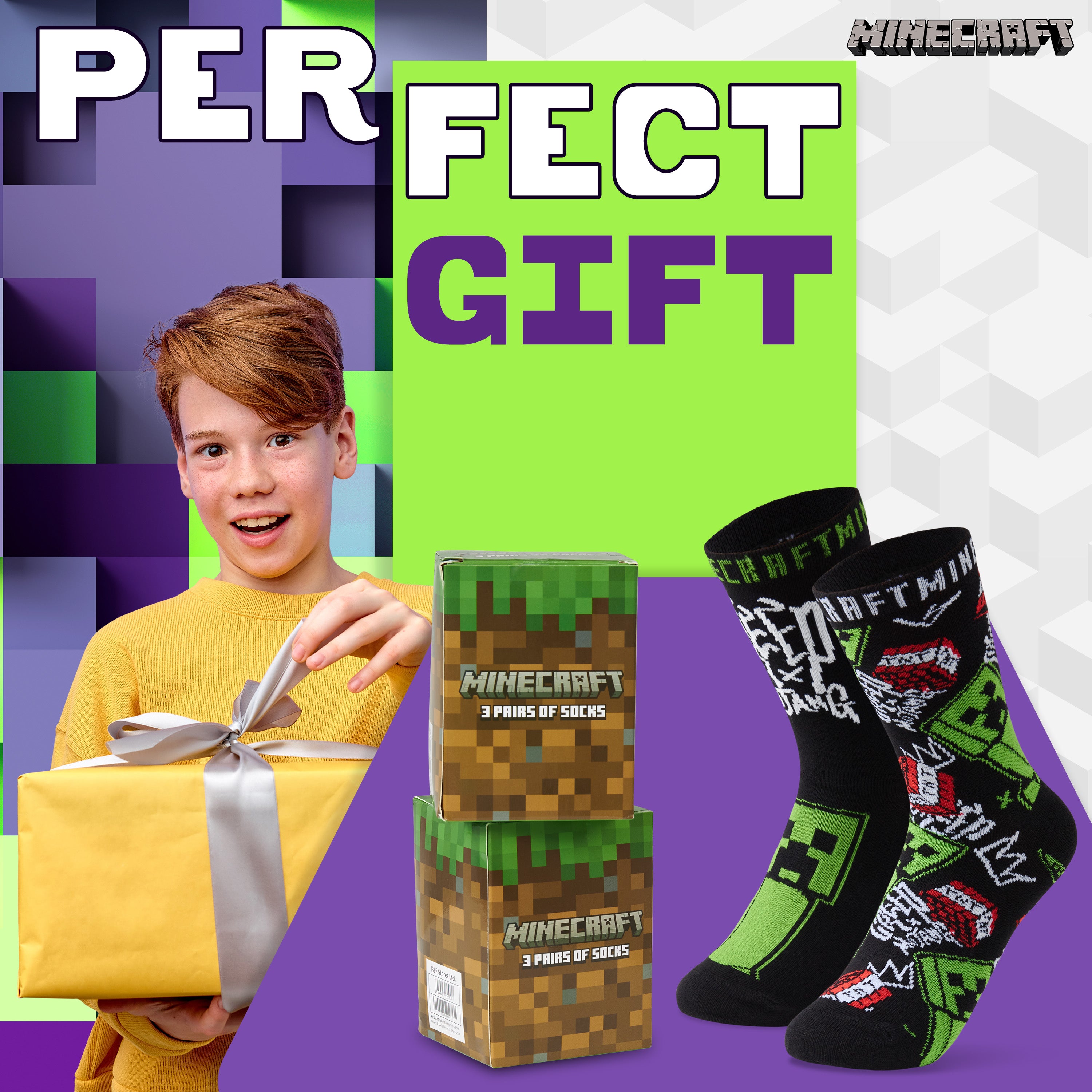 minecraft-chaussettes-gar-on-coton-lot-de-3-12-5-3-5-uk image 3