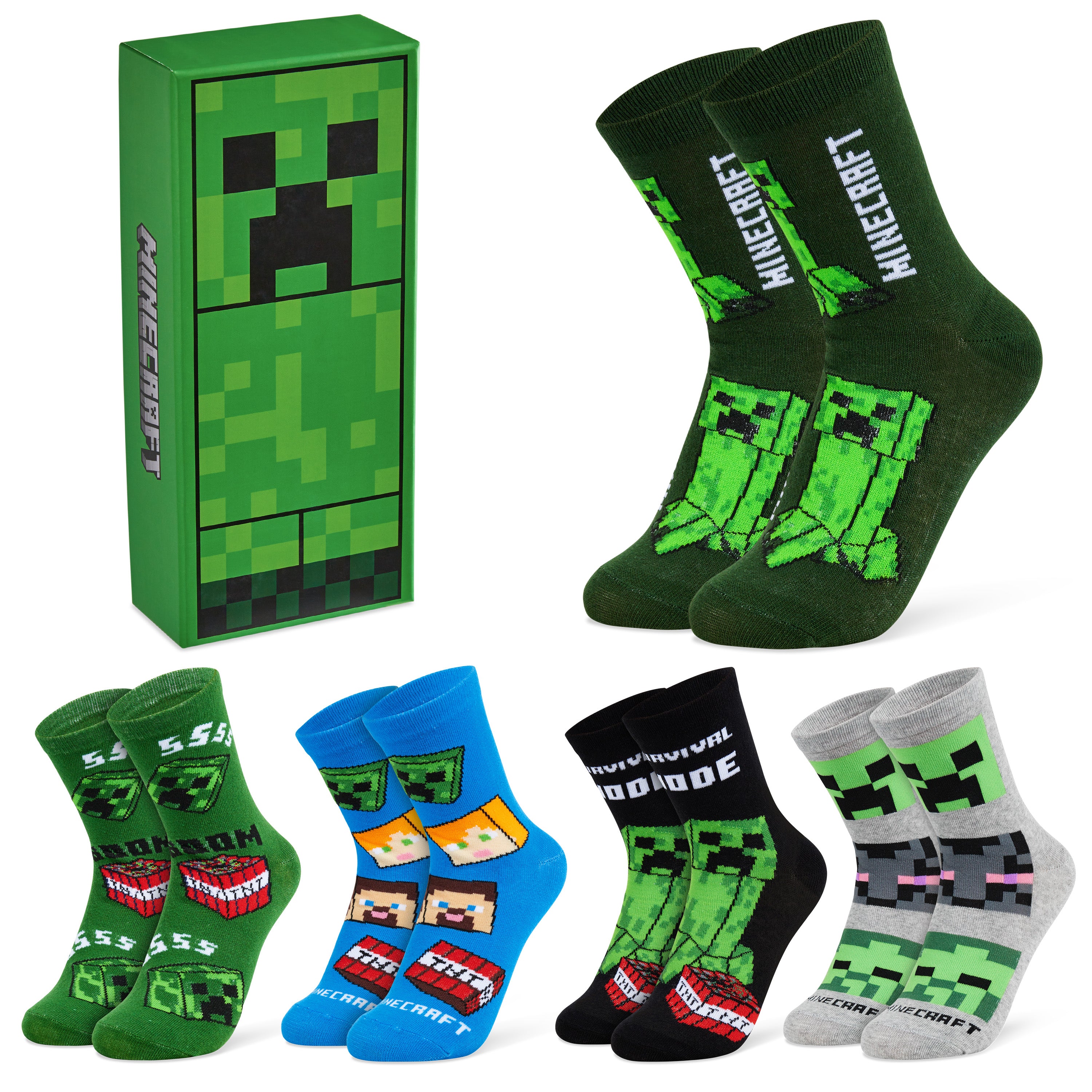 minecraft-chaussettes-gar-on-creeper-mi-mollet-lot image 1