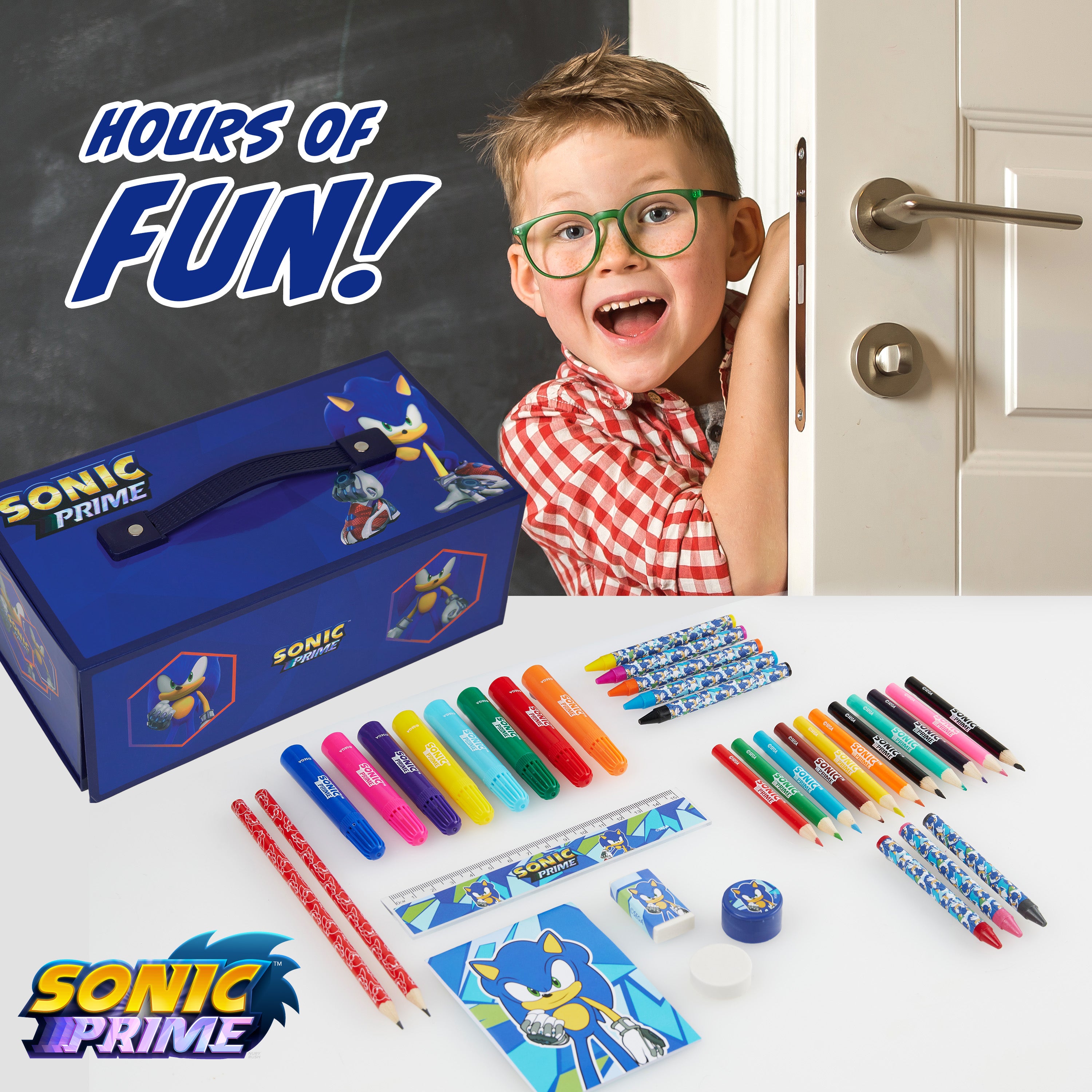 sonic-coffret-artiste-enfant-3-tiers-crayons-feutres image 3