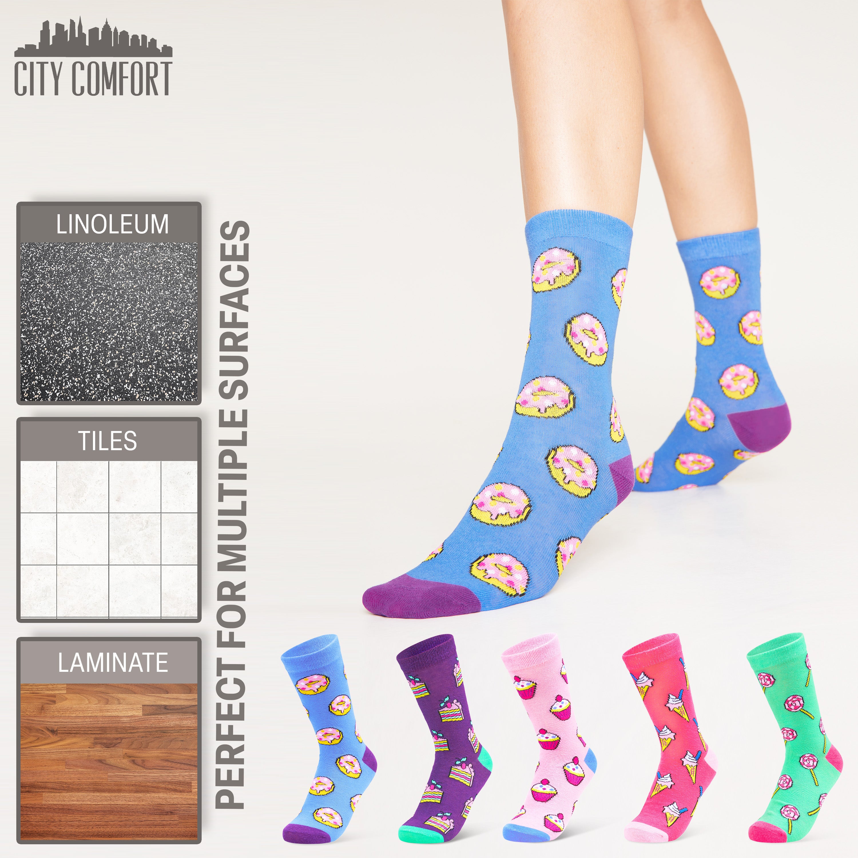 citycomfort-chaussettes-femme-lot-5-paires-mi-mollet image 7