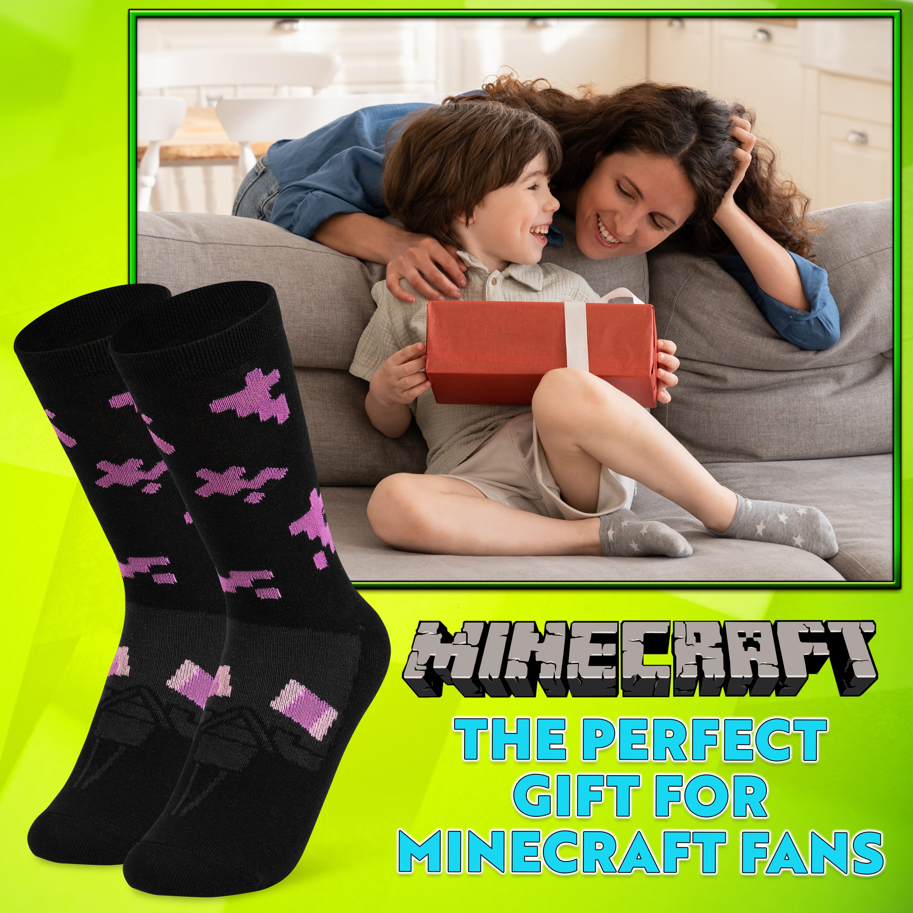 minecraft-chaussettes-gar-on-coton-lot-de-5-12-5-3-5-uk image 3