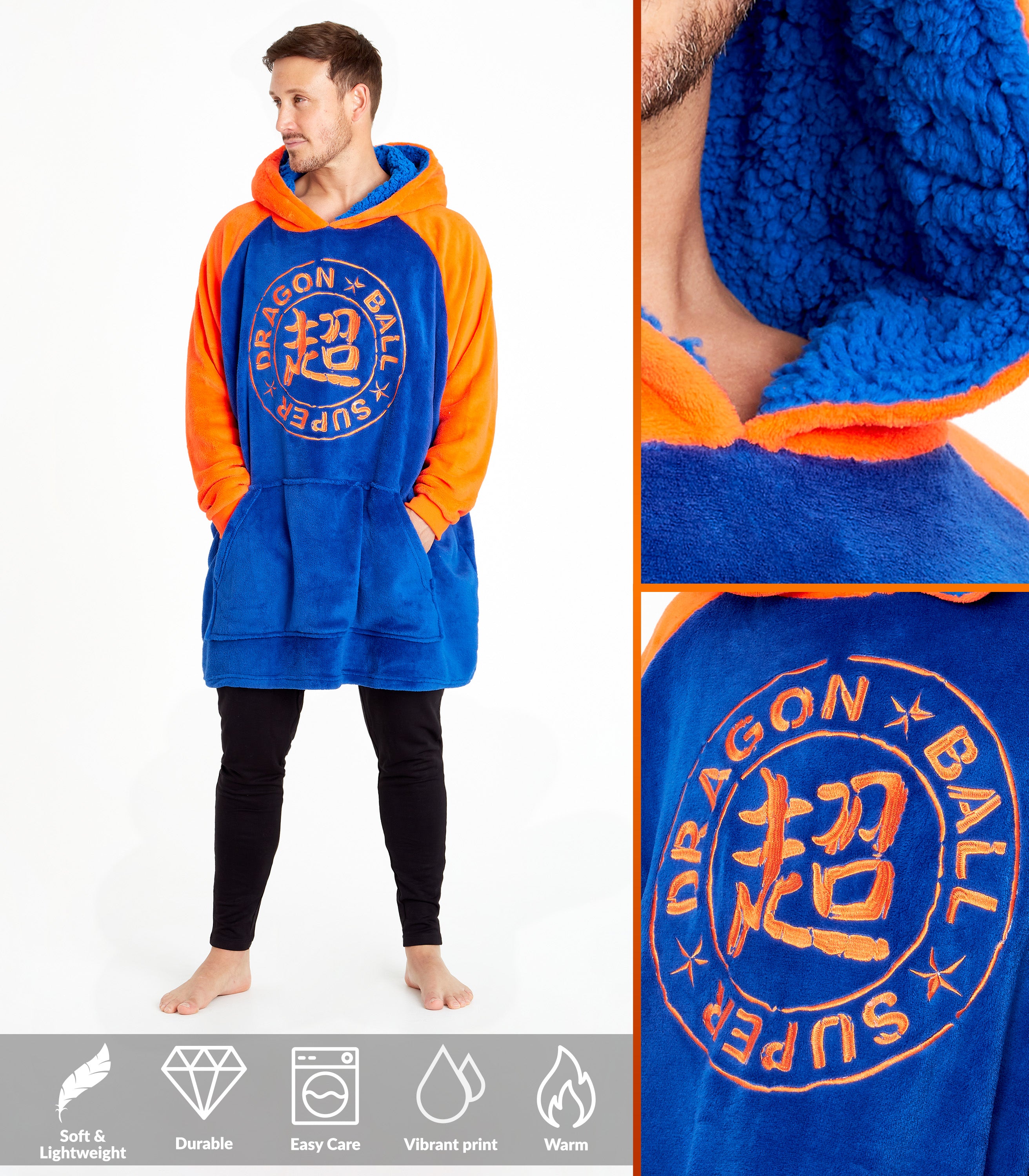dragon-ball-z-plaid-capuche-homme-oversize-bleu-orange image 3