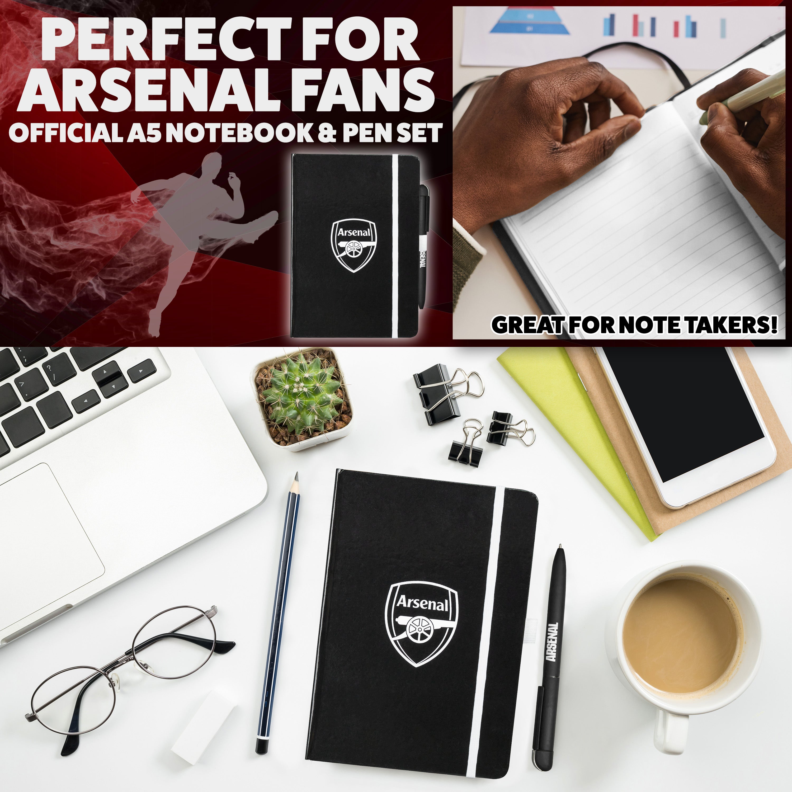 arsenal-carnet-a4-lign-stylo-papeterie-supporter-homme image 6