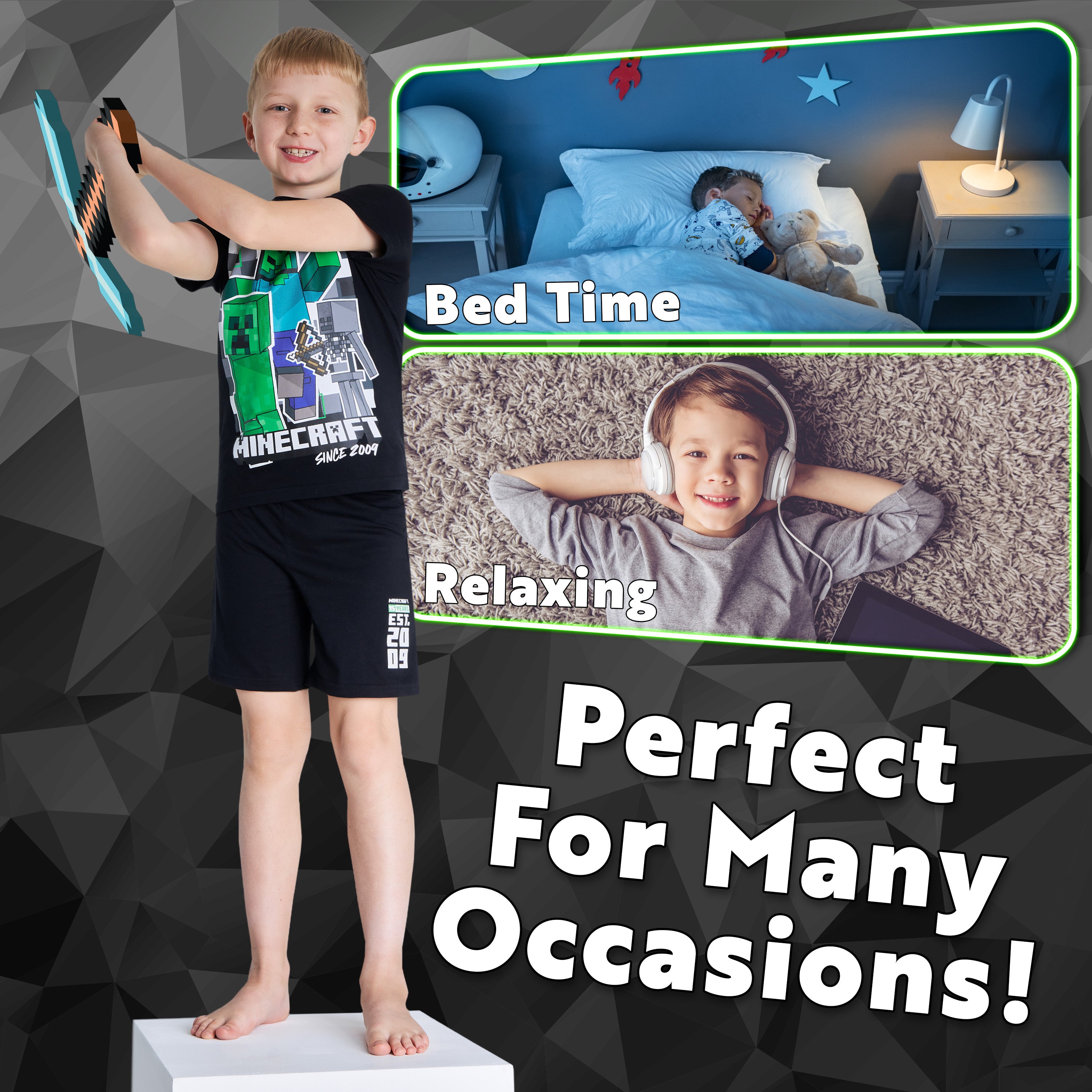 minecraft-pyjama-short-garcon-coton-ete-5-6-ans-gamer image 4