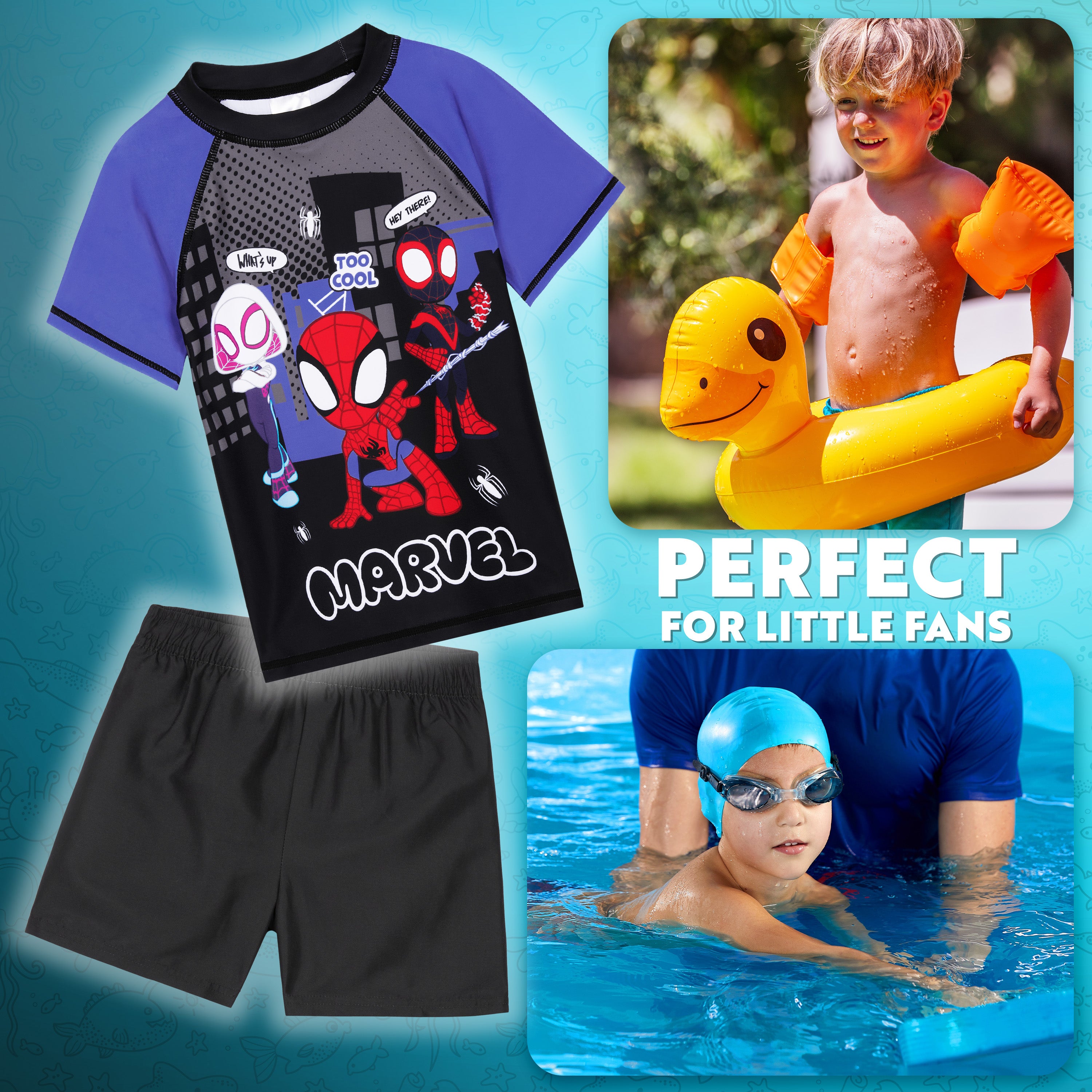 marvel-spiderman-maillot-bain-gar-on-2-pi-ces-short-rashguard image 2