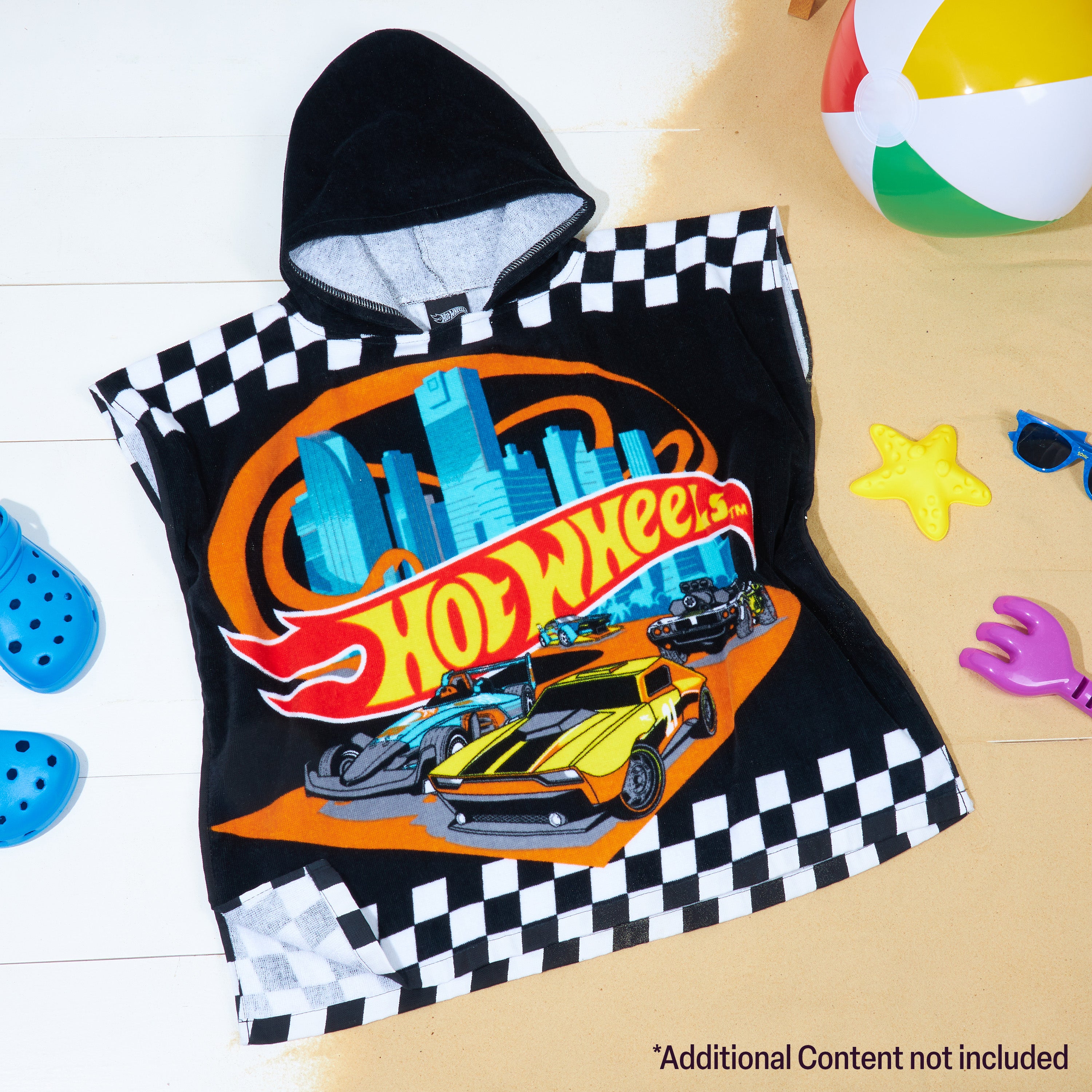 hot-wheels-poncho-serviette-capuche-noir-4-9-ans image 5