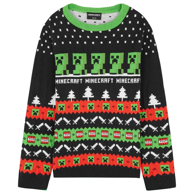minecraft-pull-no-l-gar-on-creeper-col-rond-manches-longues image 1