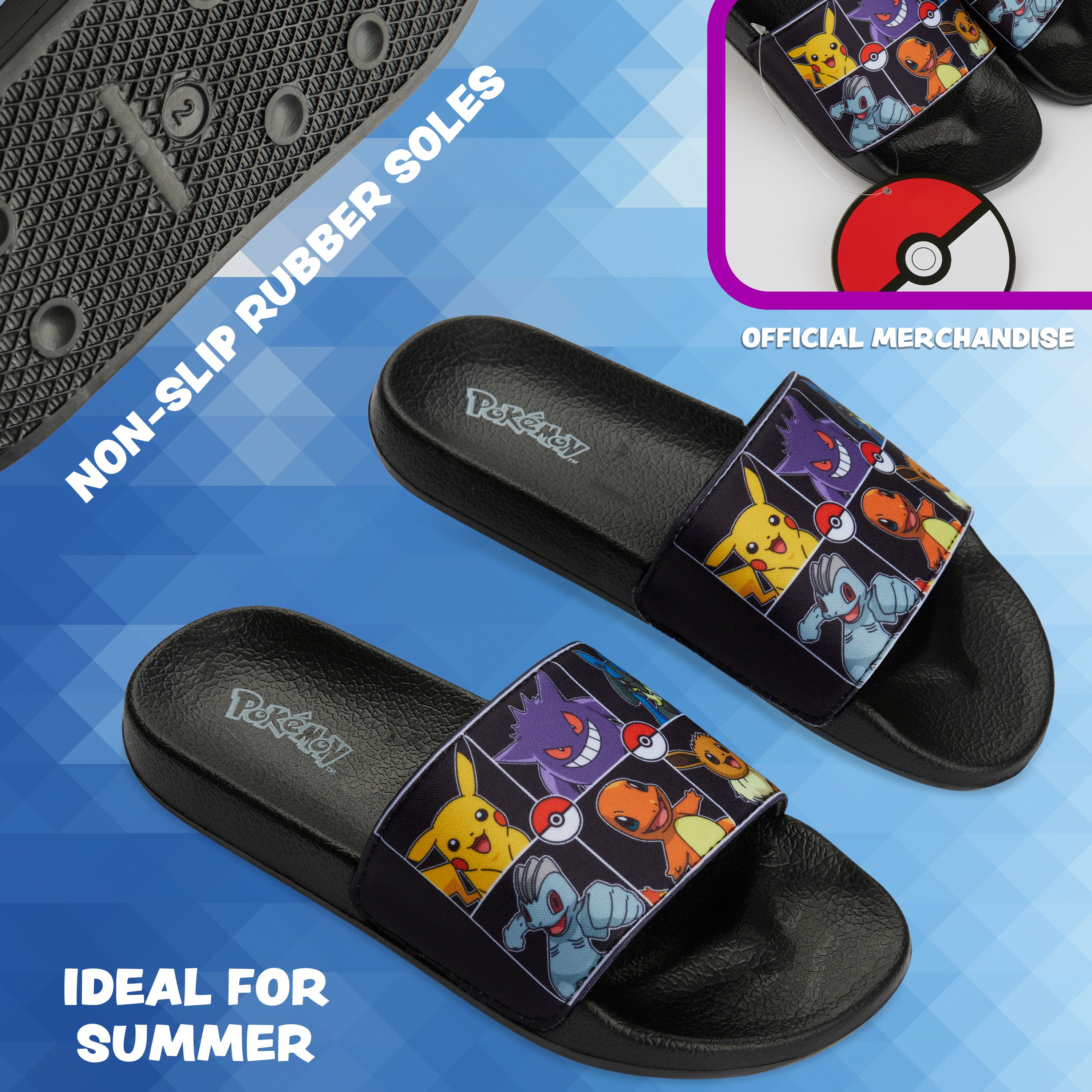 pok-mon-claquettes-gar-on-piscine-plage-noires-pikachu image 4