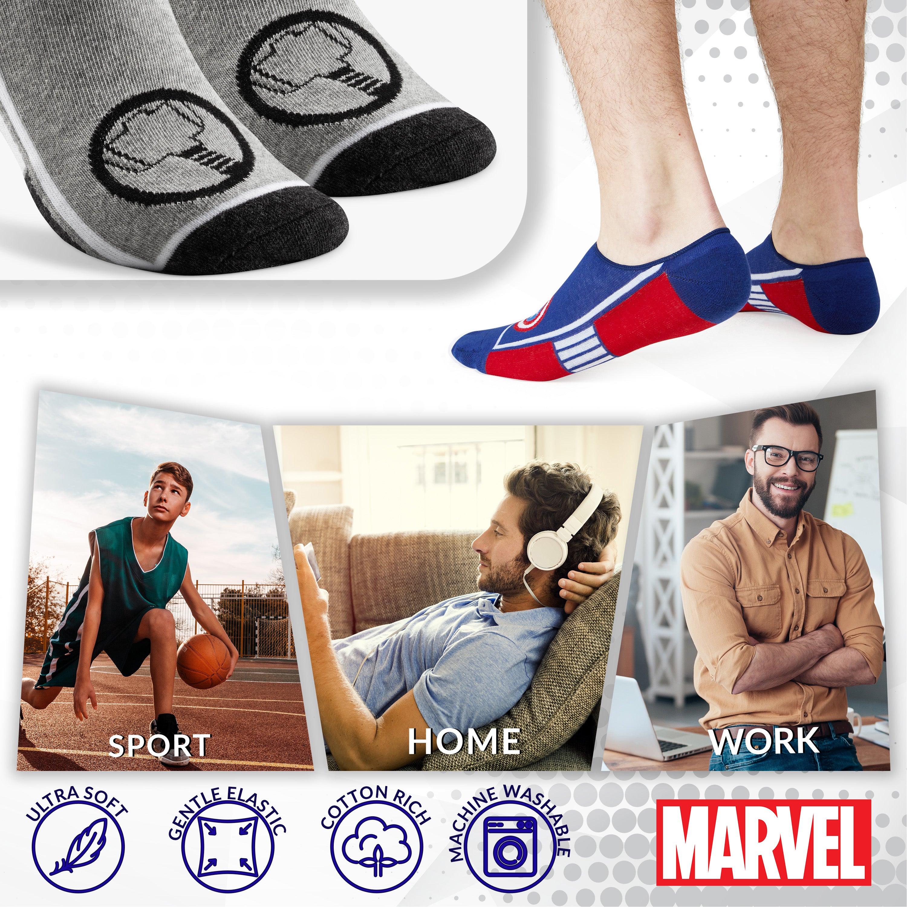 marvel-chaussettes-homme-invisibles-avengers-coton-lot-5 image 6