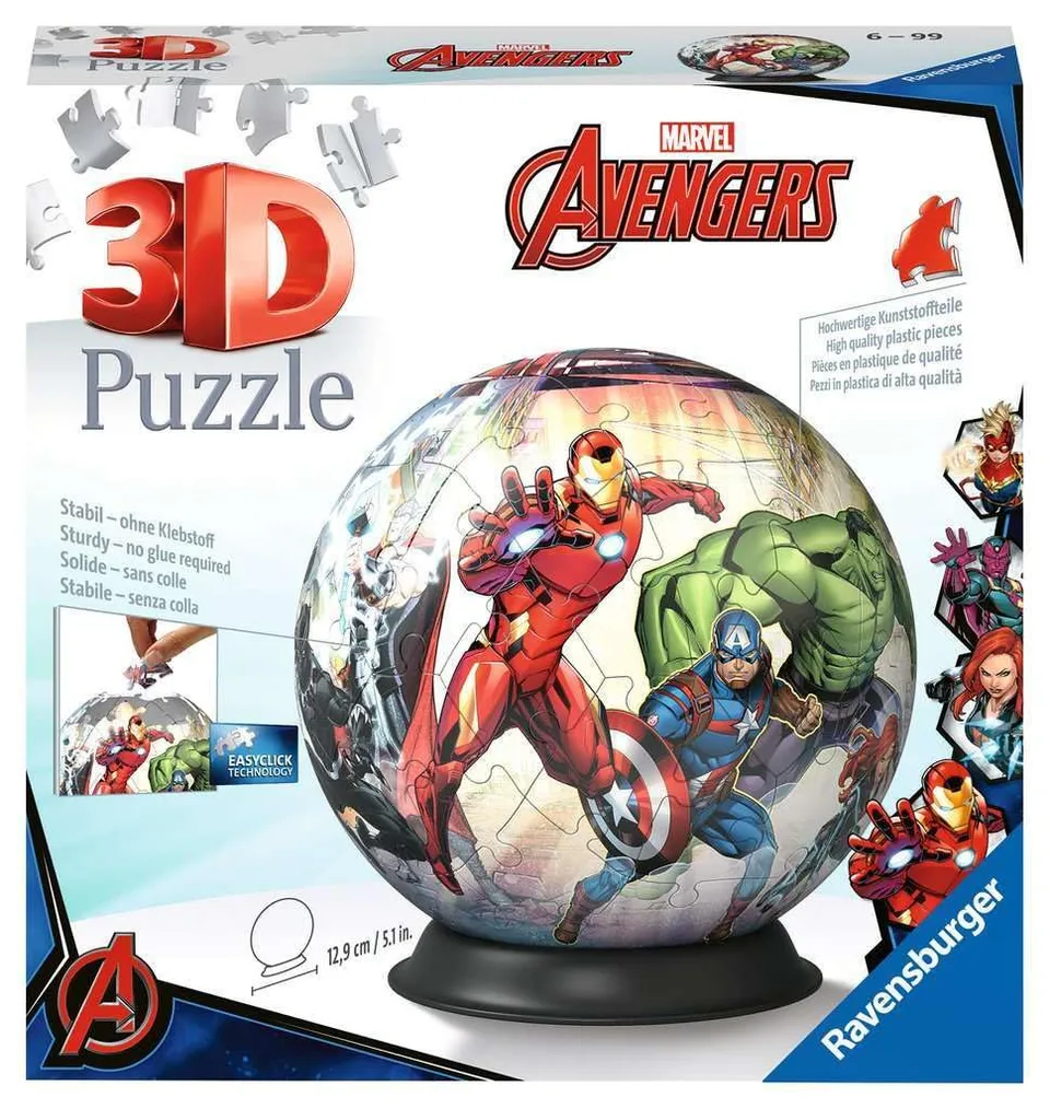 ravensburger-puzzle-3d-ball-marvel-avengers-72-pi-ces-13-cm image 1