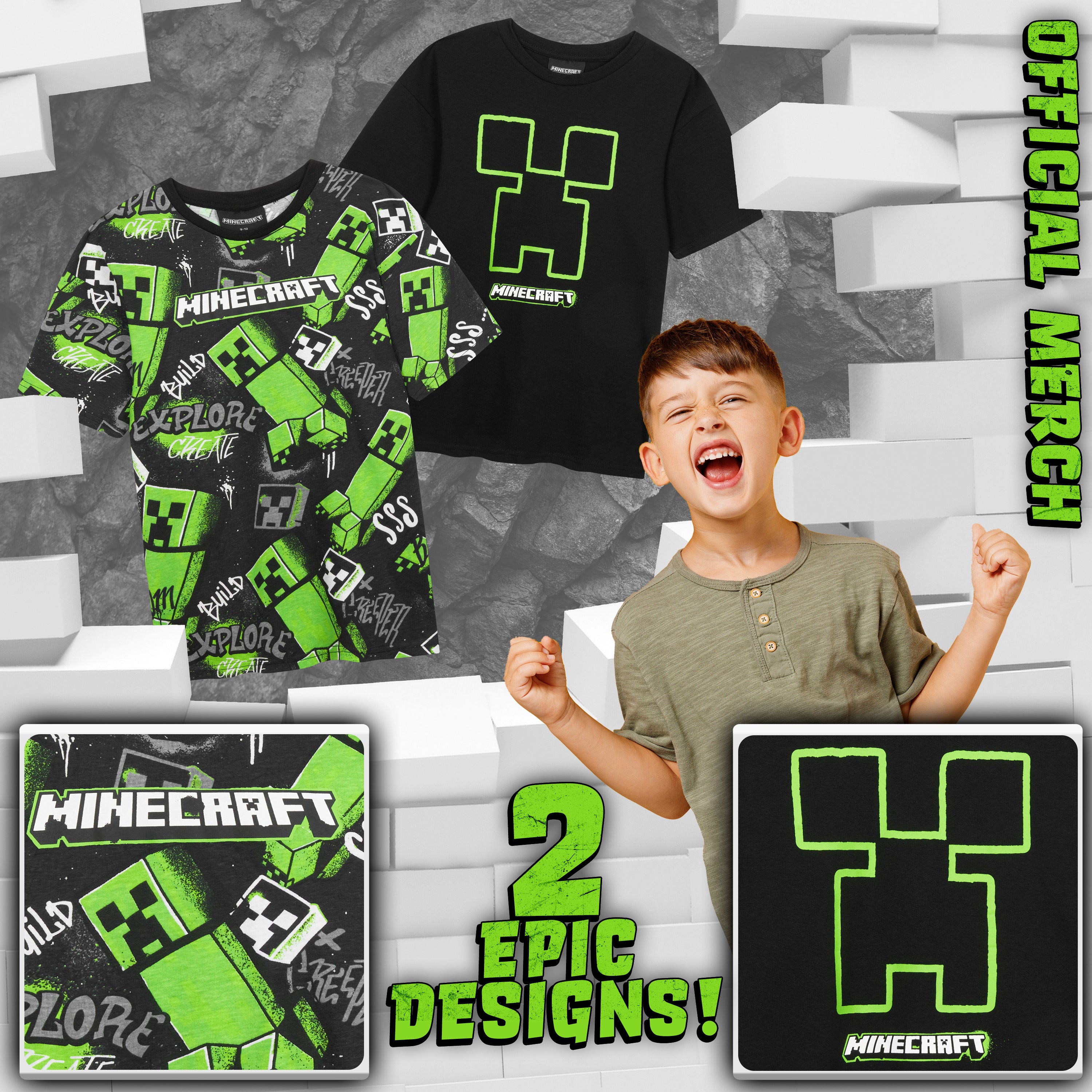 get-trend-boys-lot-3-t-shirts-gar-on-minecraft-11-12-ans-coton image 3
