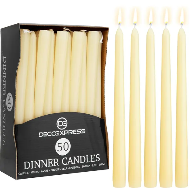 deco-express-bougies-tige-ivoire-lot-50-chandelles-8h-non-parfum-es image 1