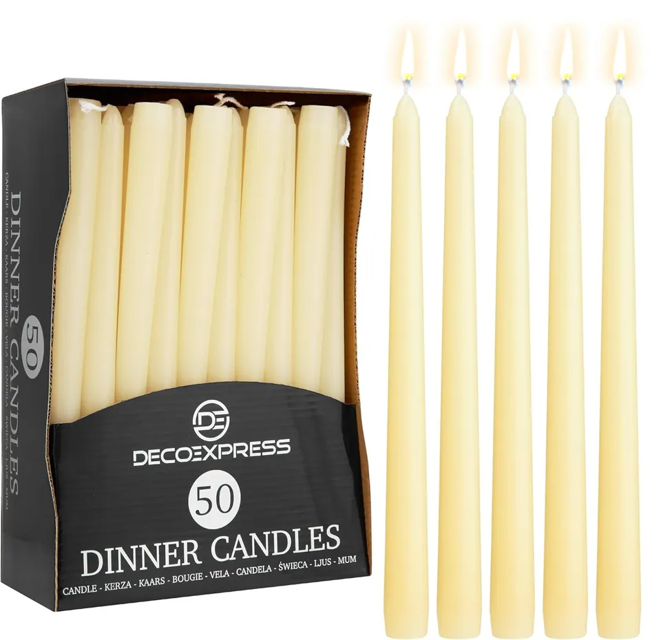 deco-express-bougies-tige-ivoire-lot-50-chandelles-8h-non-parfum-es image 1