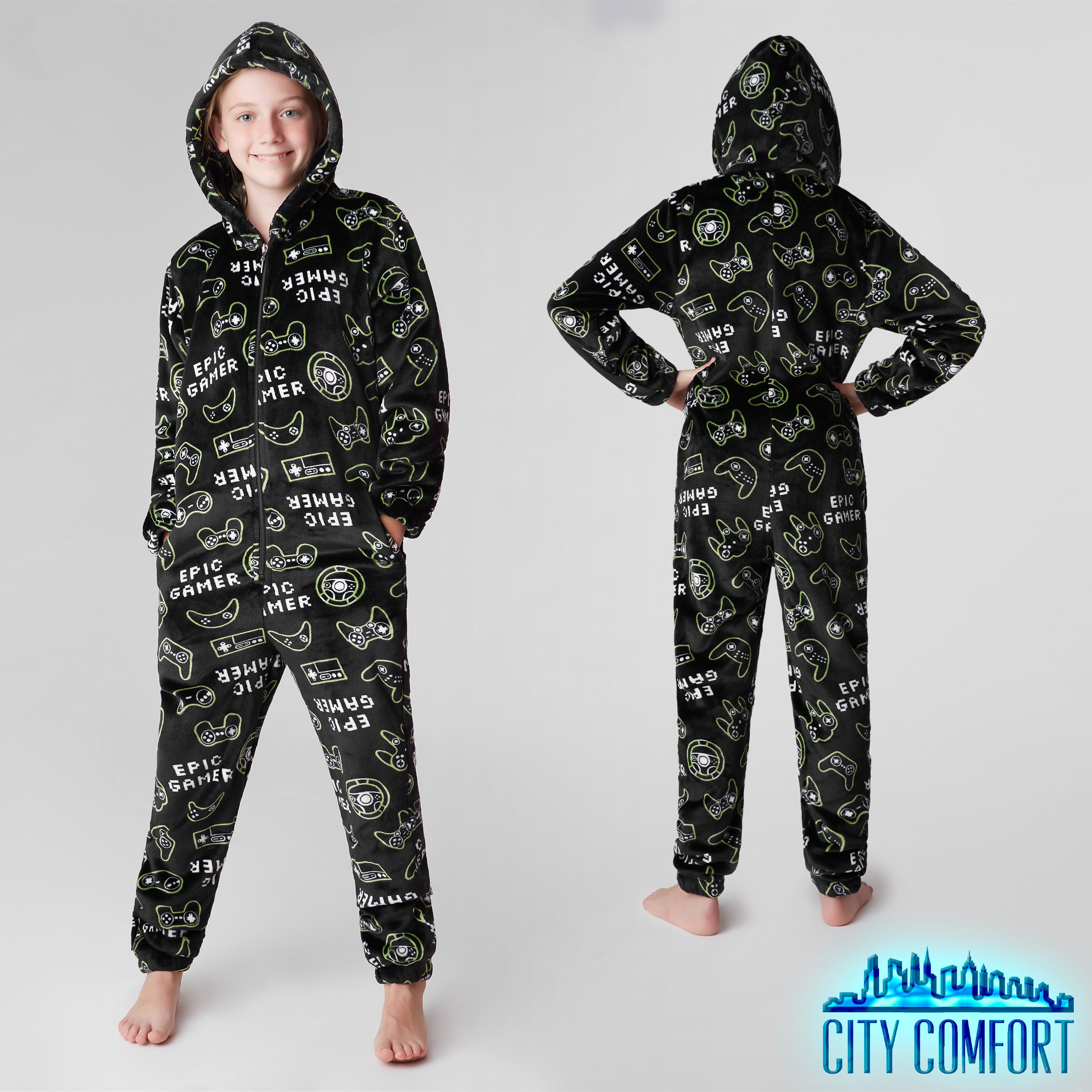 citycomfort-onesie-enfant-polaire-gaming-9-10-ans-pyjama image 6