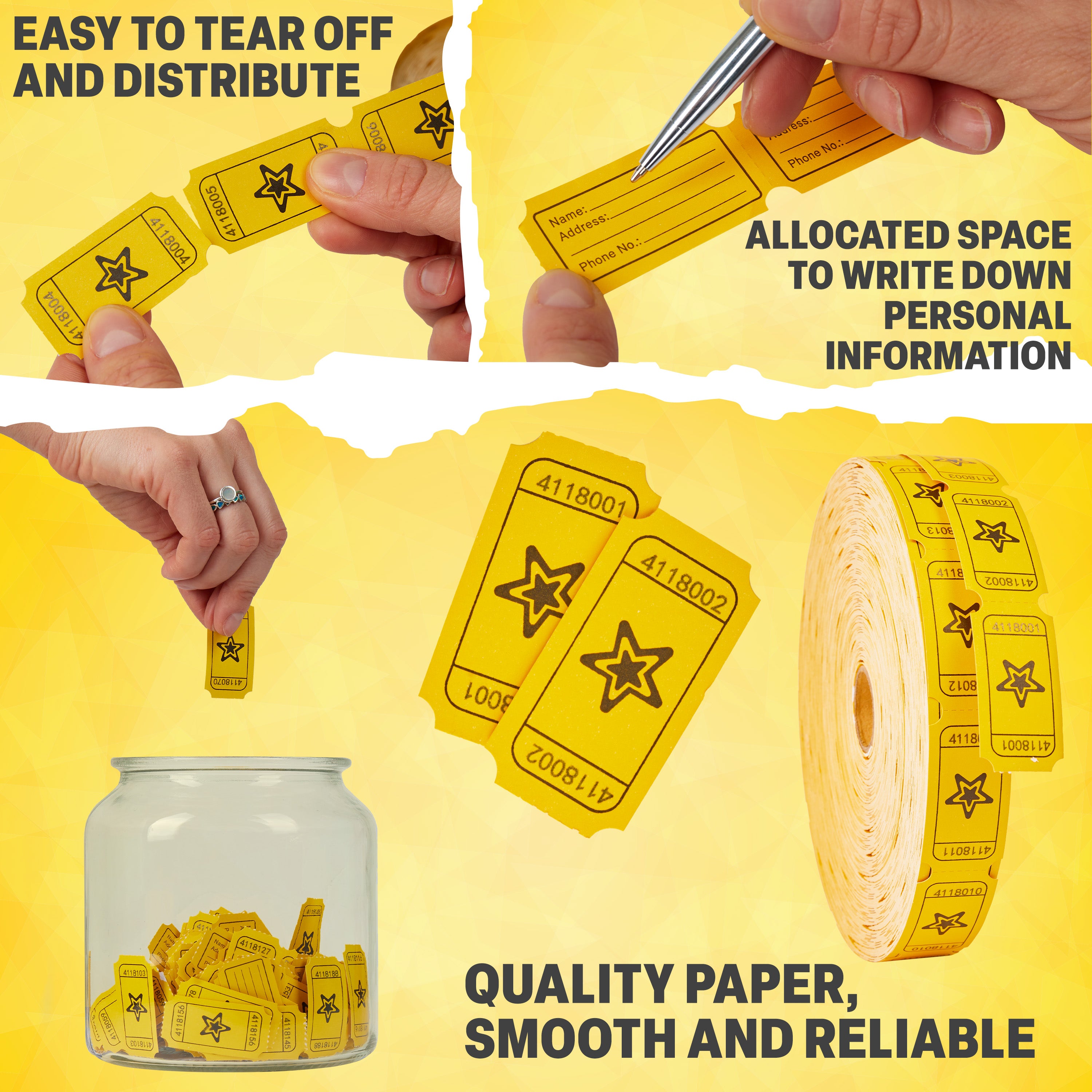 kreativekraft-tickets-tombola-jaunes-rouleau-bingo-f-te image 3