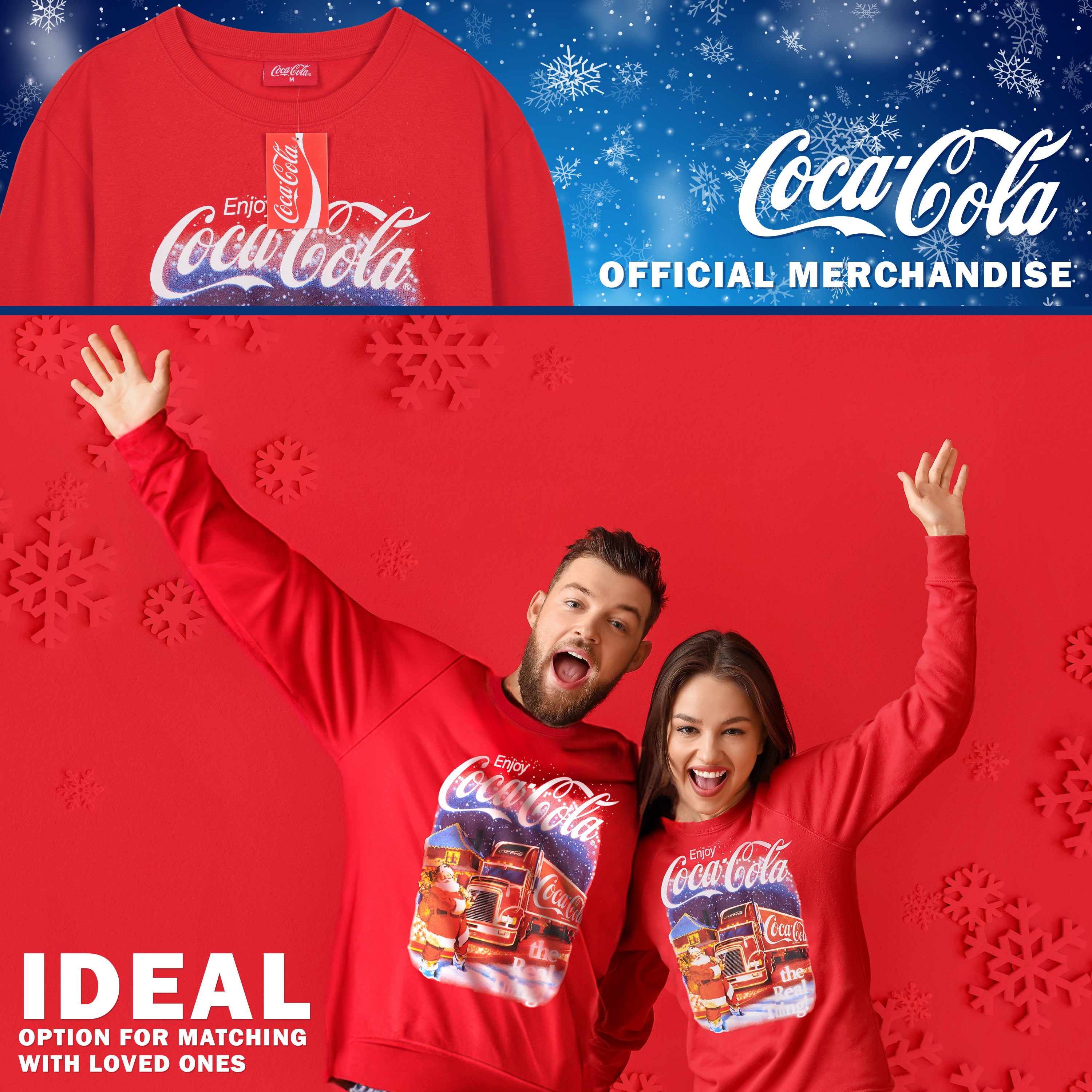 coca-cola-sweat-de-no-l-pull-col-rond-rouge-adulte image 5