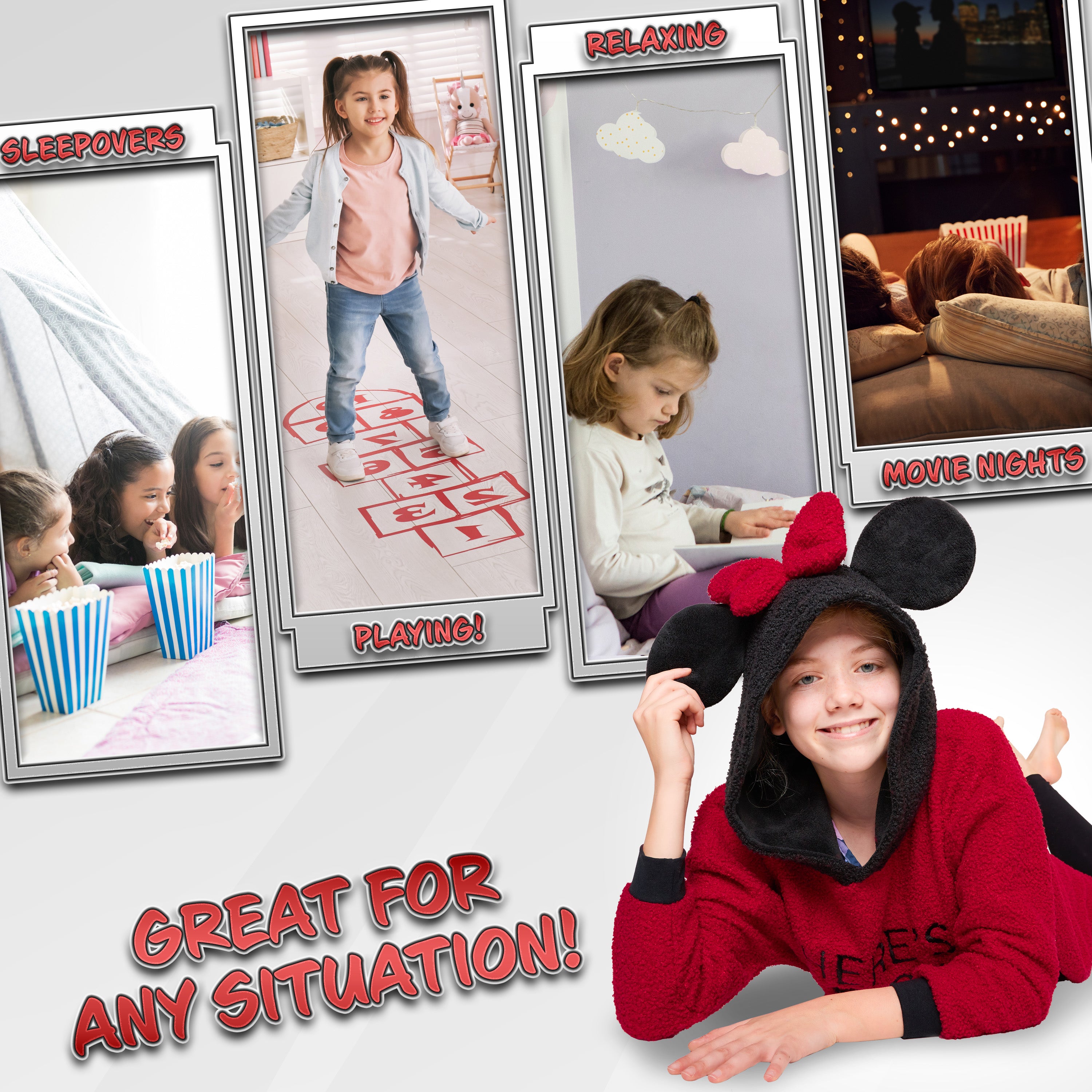 disney-sweat-plaid-enfant-minnie-rouge-polaire-oversize image 3