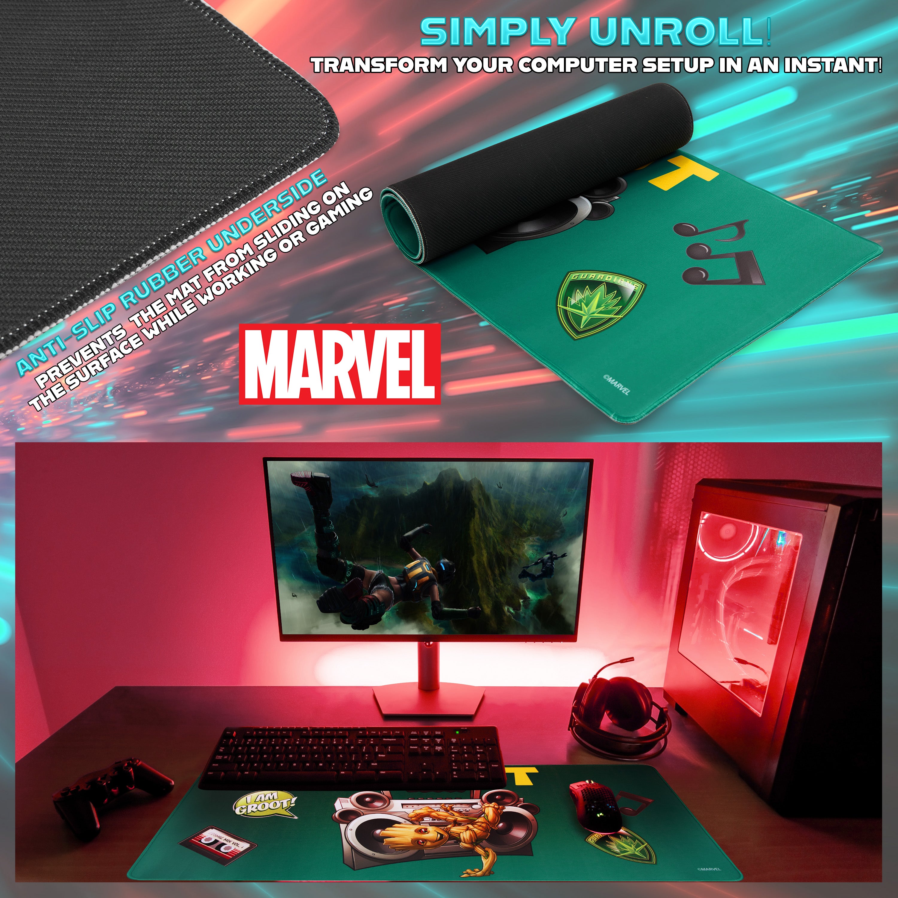 marvel-groot-tapis-de-bureau-i-am-groot-vert-79-5x35-5-cm-antid-rapant image 4