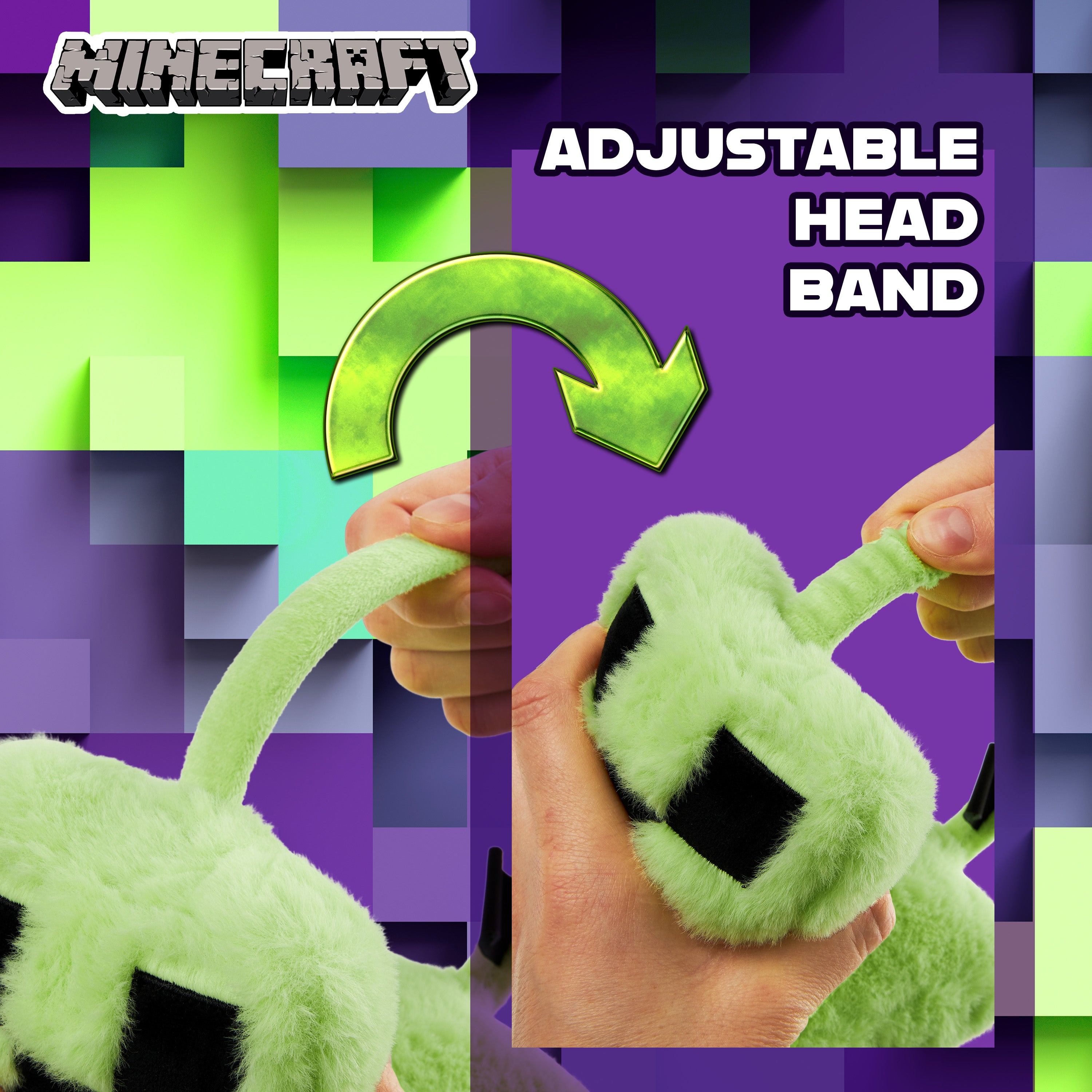 minecraft-cache-oreilles-enfant-creeper-chaud-taille-unique image 6