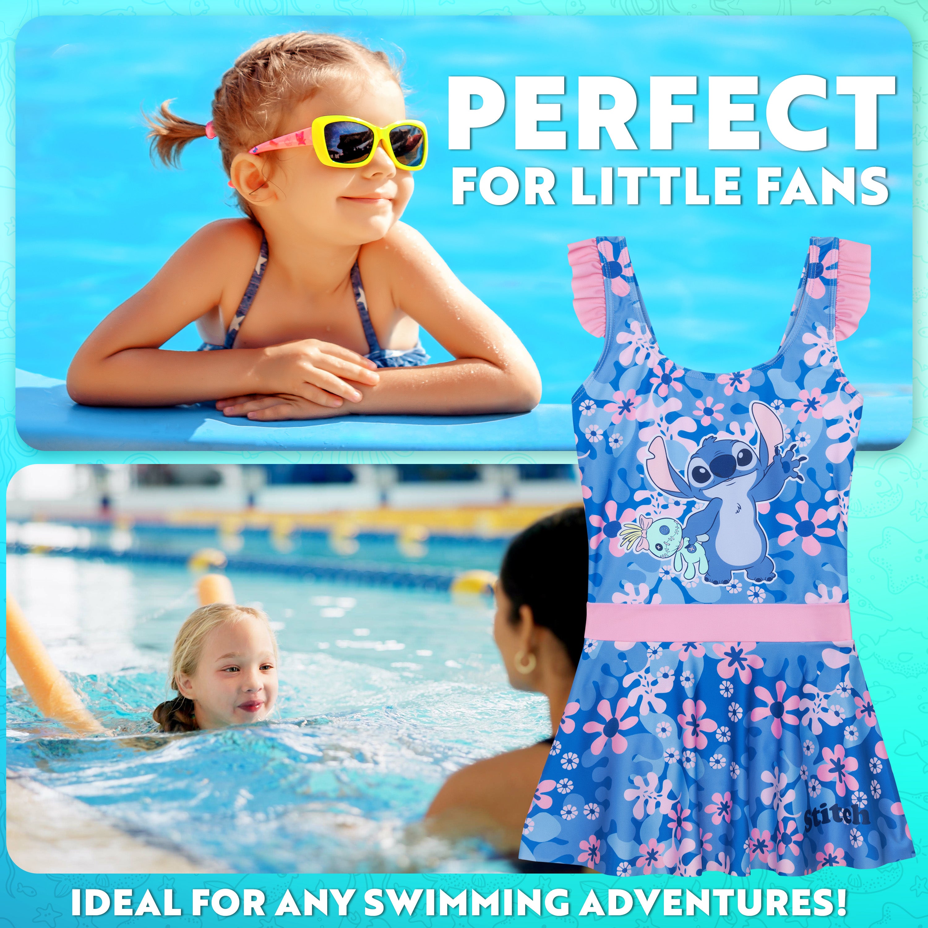 disney-stitch-maillot-de-bain-fille-une-pi-ce-jupe-11-12-ans image 2
