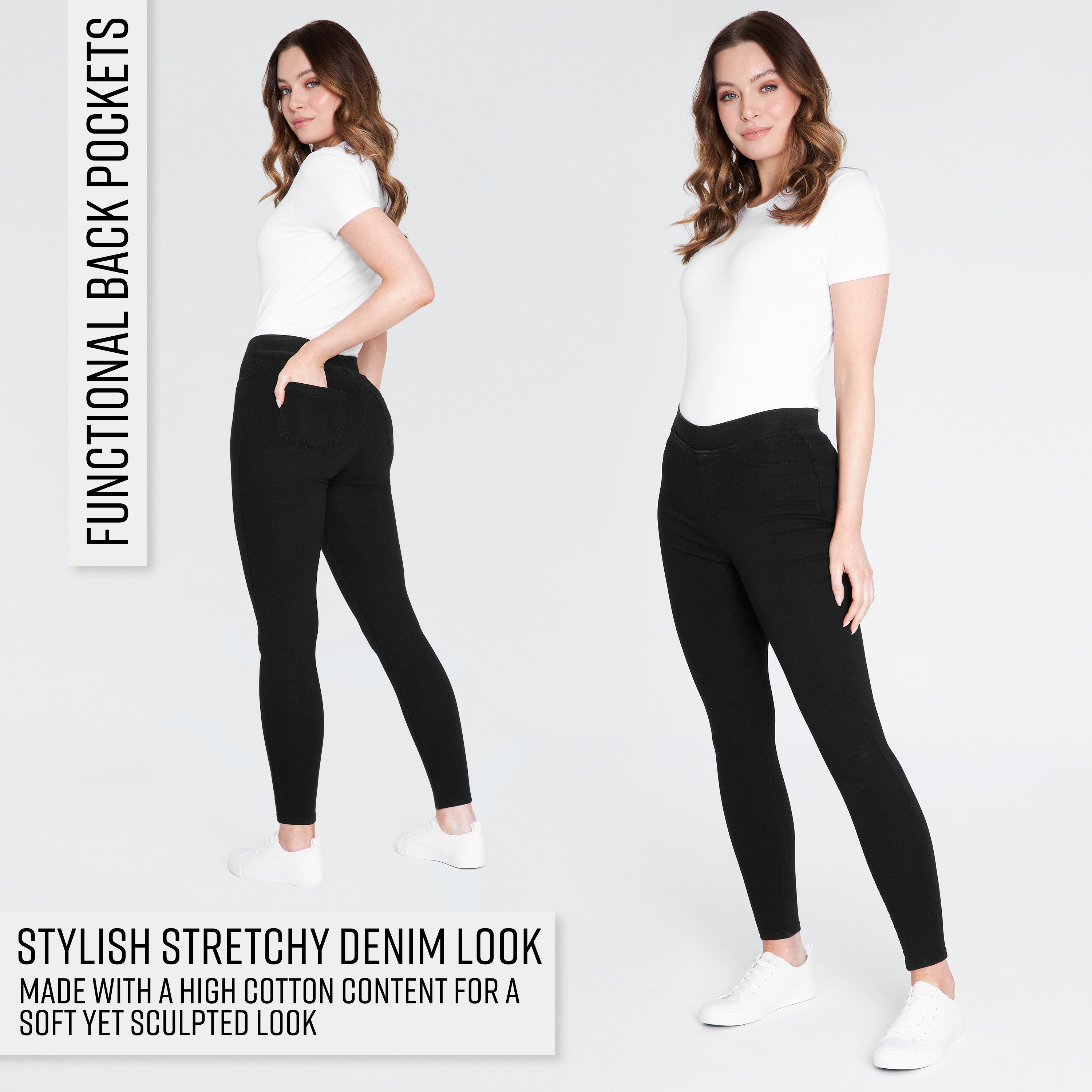 citycomfort-jegging-jean-femme-taille-haute-stretch-noir image 2