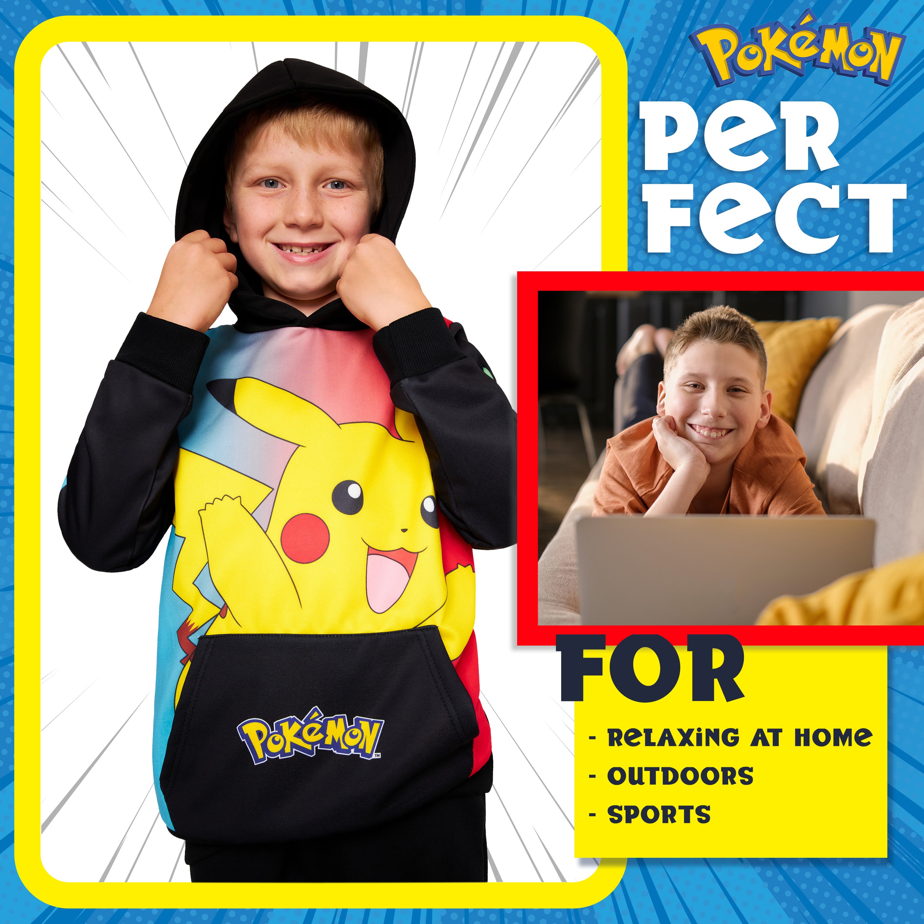 pok-mon-pikachu-sweat-capuche-gar-on-noir-poche image 3