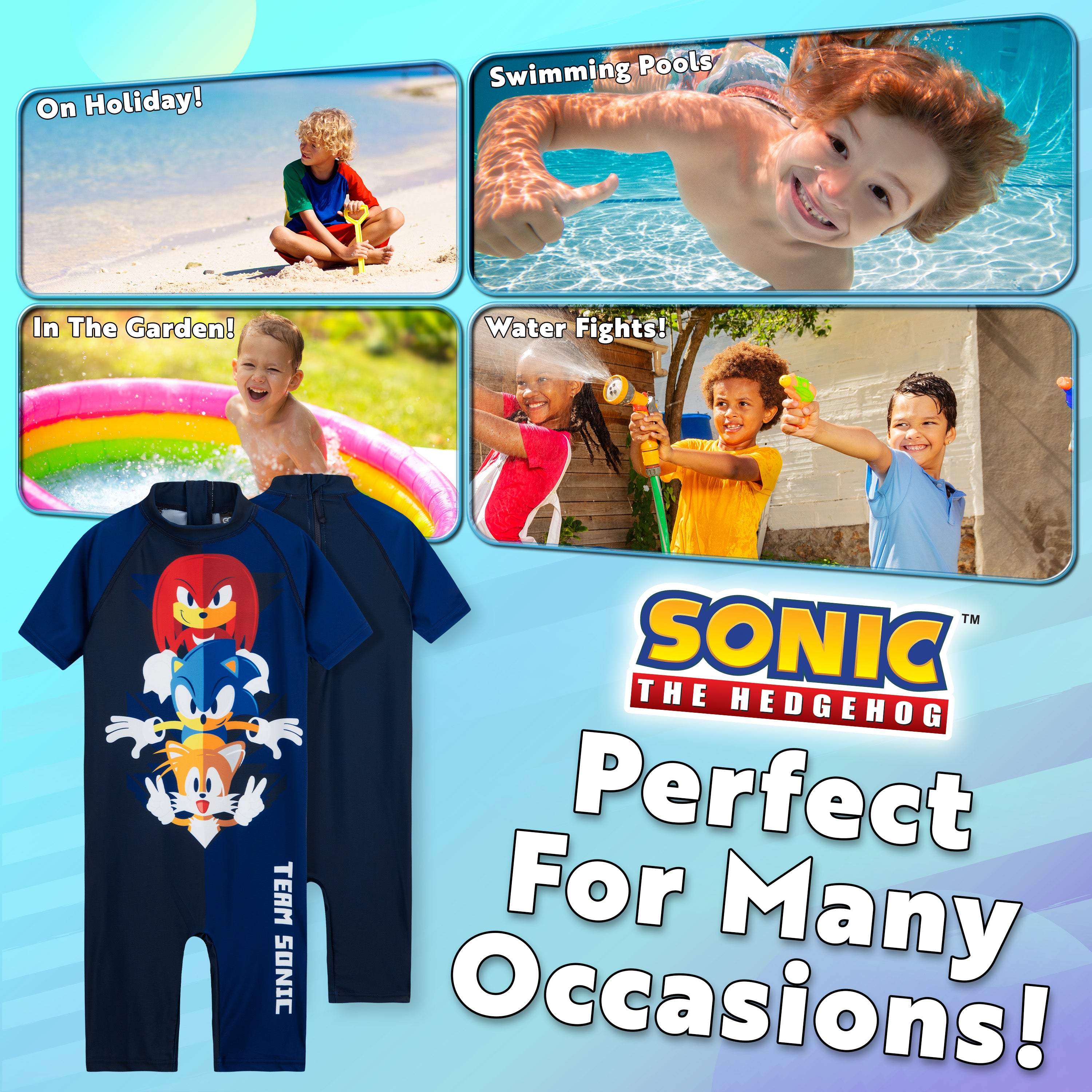 sonic-maillot-de-bain-gar-on-manches-courtes-zip-3-4-ans image 4