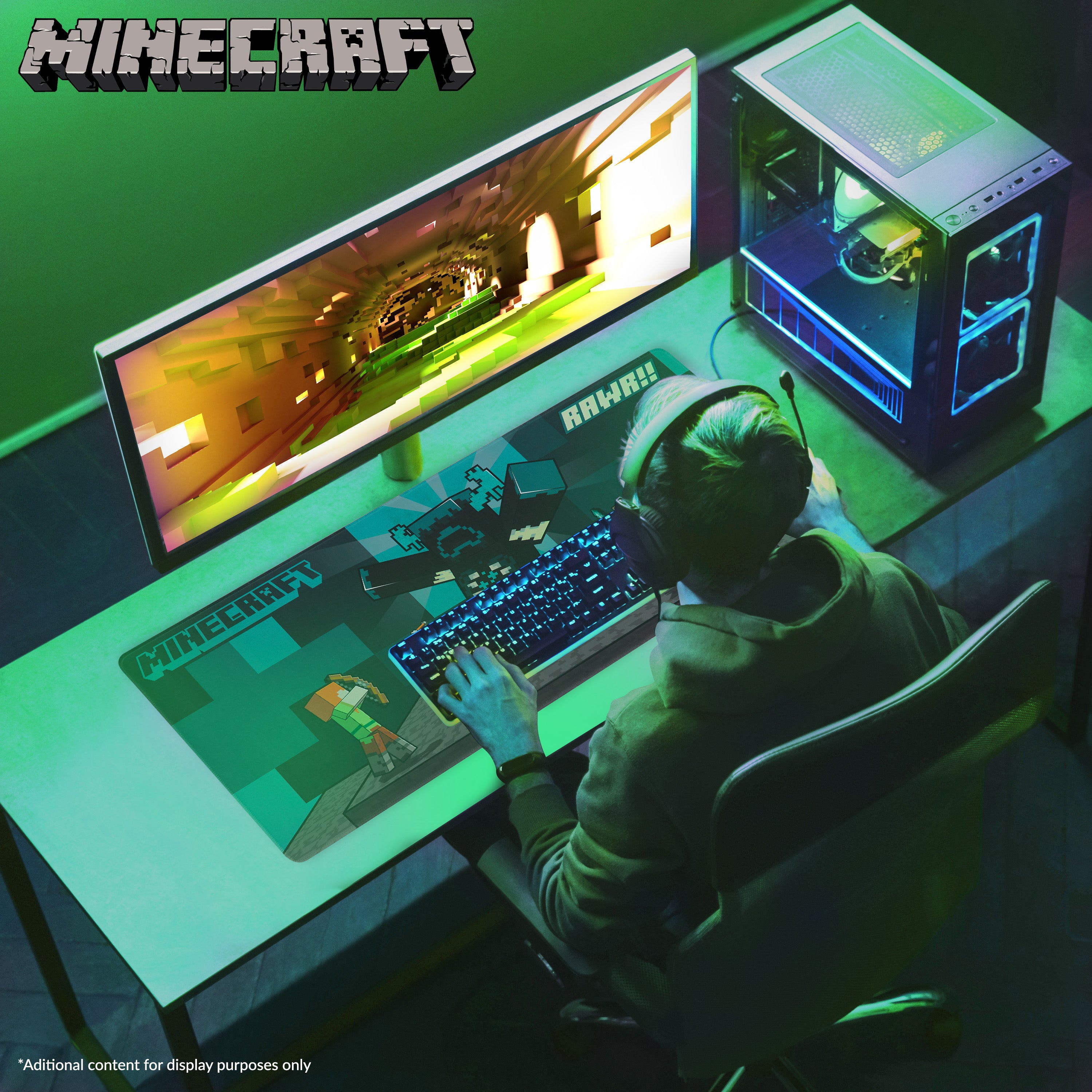 minecraft-tapis-de-bureau-gamer-tapis-souris-xxl-80x35-cm-bleu image 2
