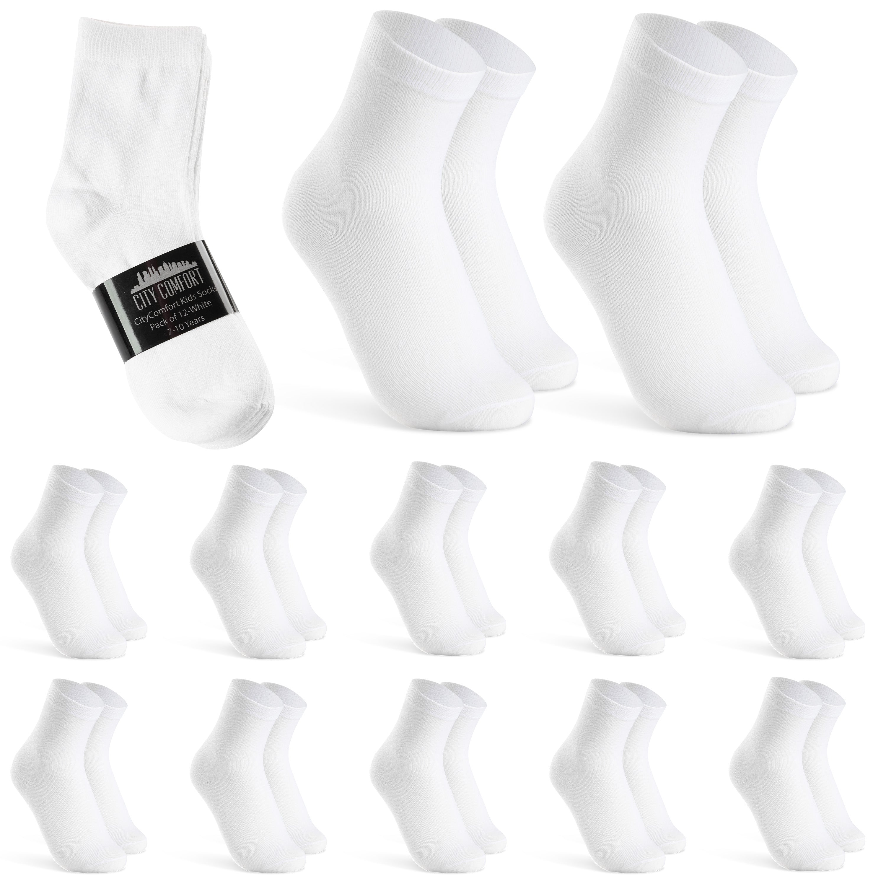 citycomfort-boys-chaussettes-mi-mollet-blanc-lot-de-12-coton image 1