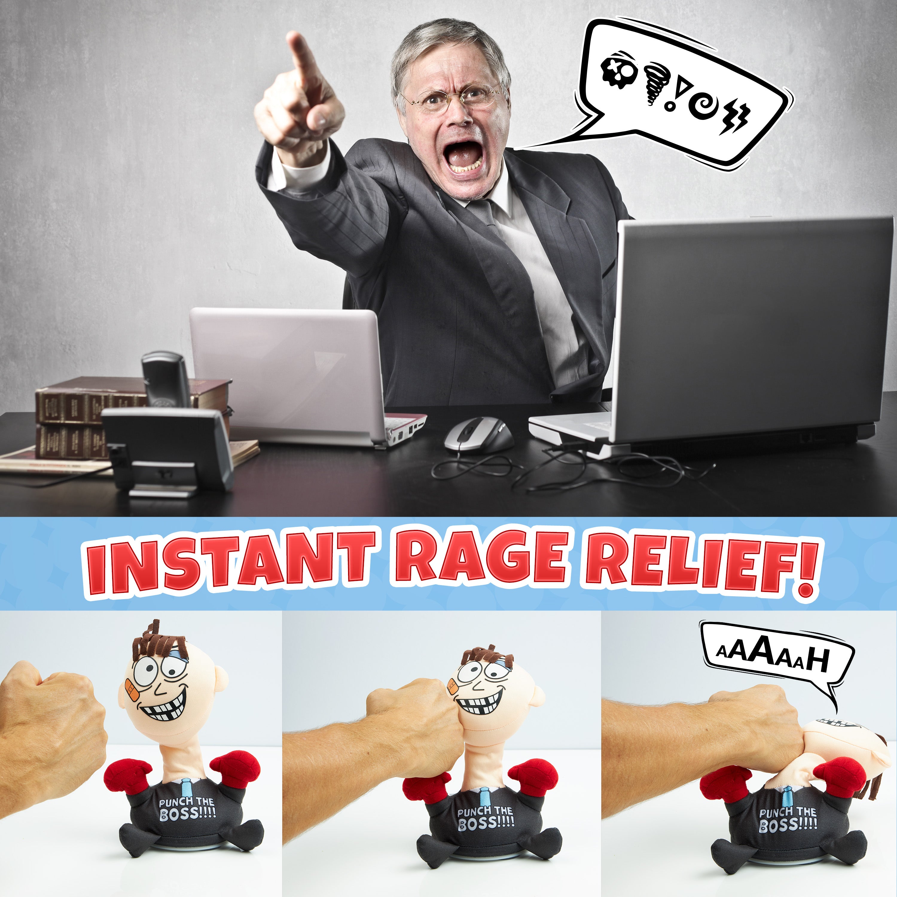 kreativekraft-punch-the-boss-jouet-anti-stress-bureau-gris image 4