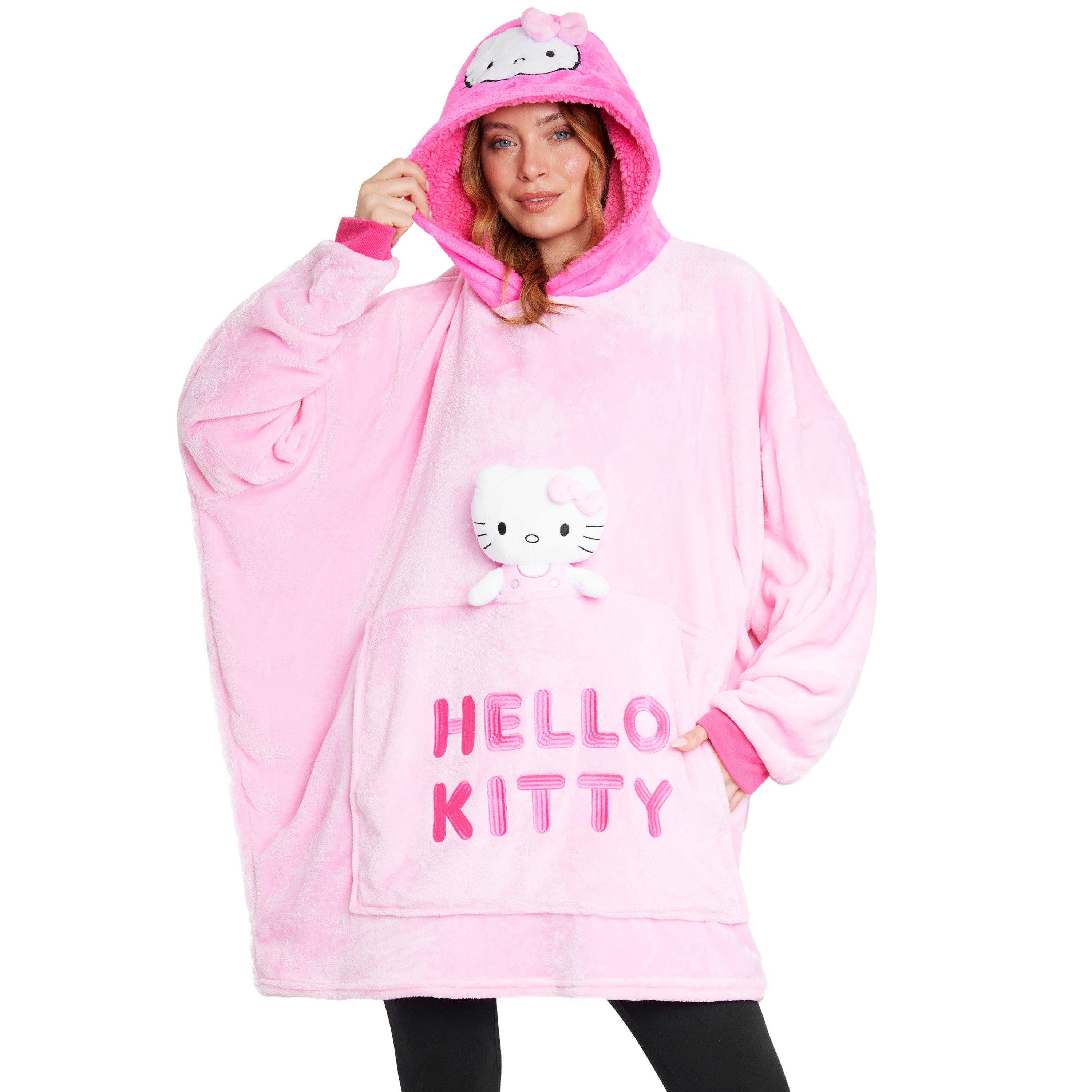 get-trend-hello-kitty-plaid-sweat-capuche-polaire-rose-peluche image 1