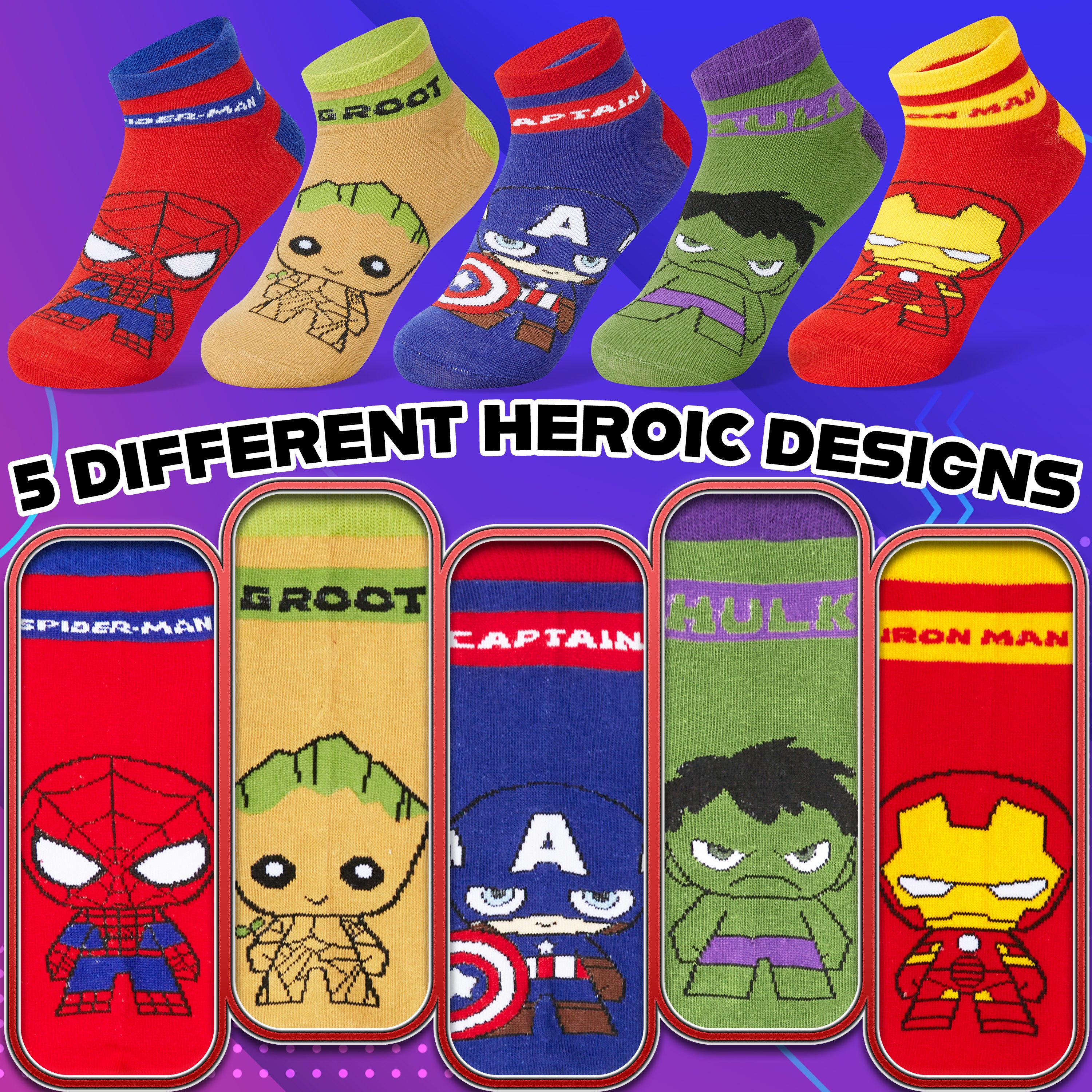 get-trend-boys-marvel-chaussettes-gar-on-lot-5-coton image 5