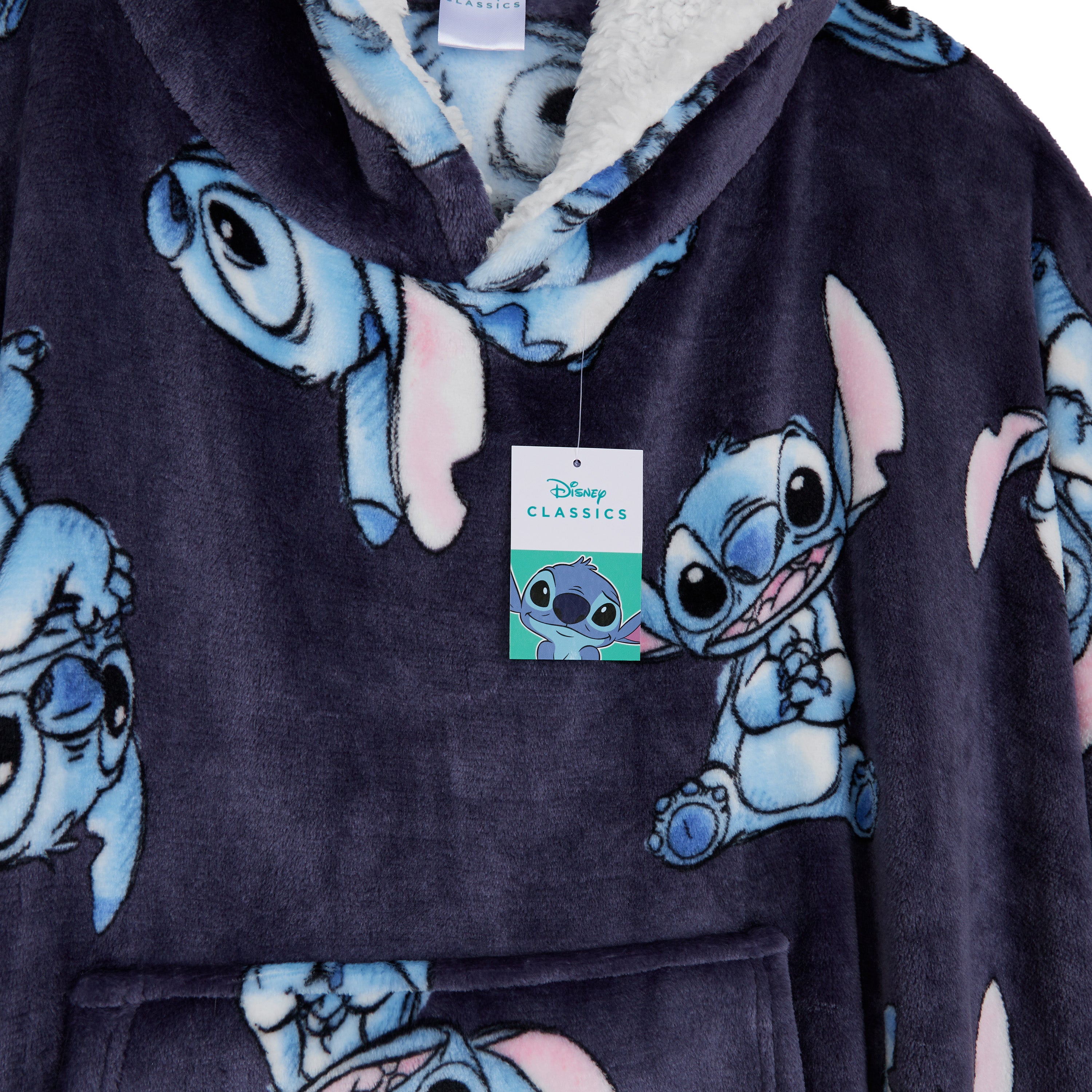 disney-stitch-sweat-plaid-femme-capuche-marine image 4