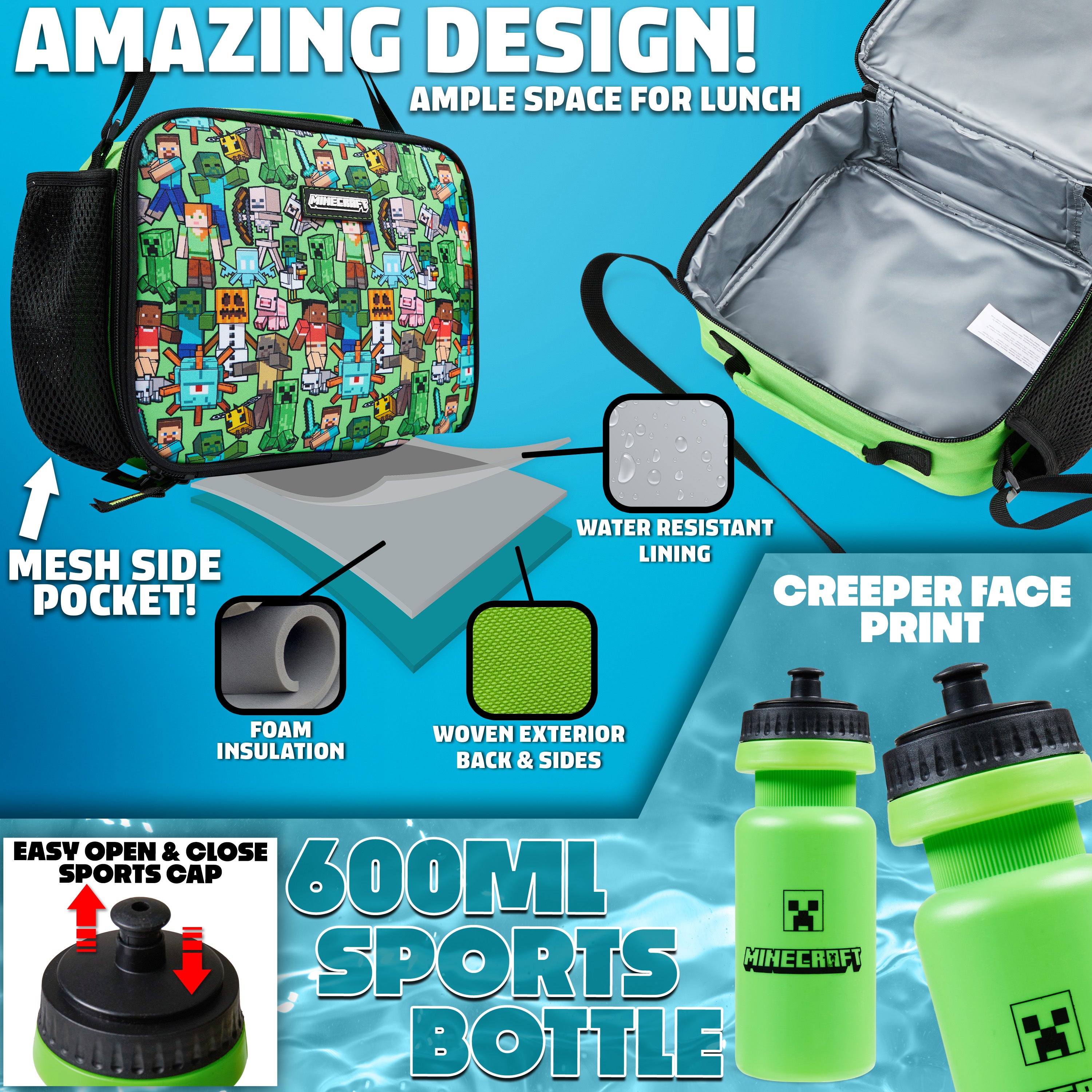 minecraft-ensemble-sac-dos-5-pi-ces-vert-cole-gourde image 4