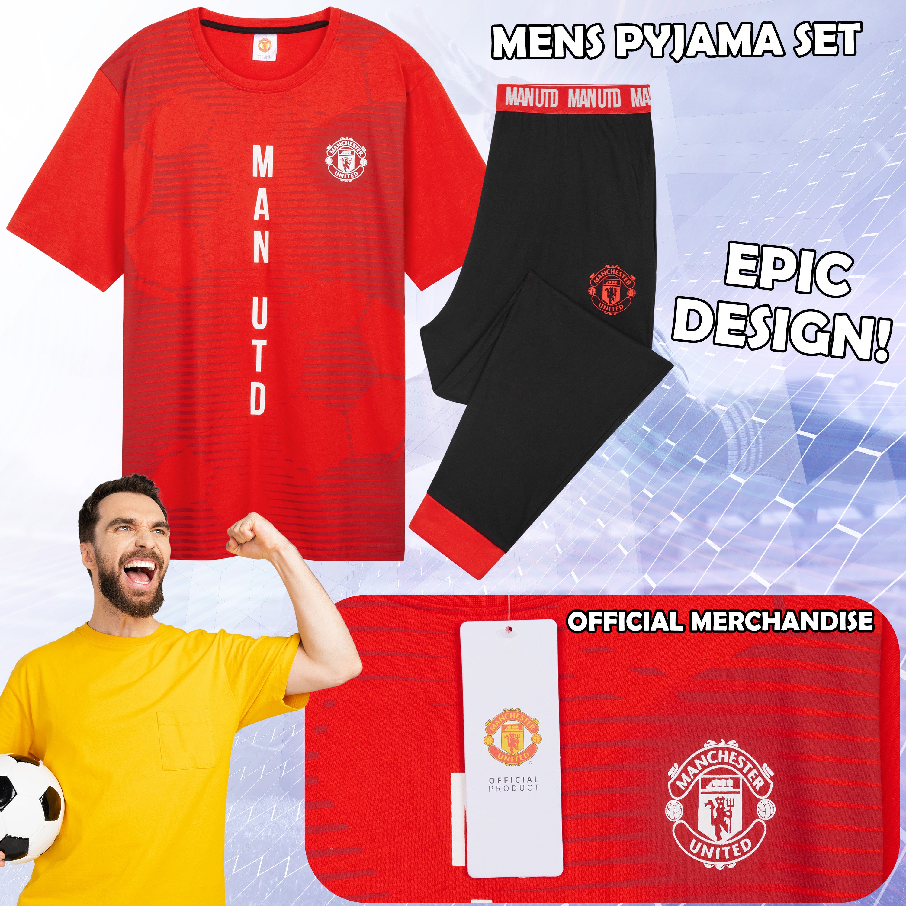 manchester-united-pyjama-homme-coton-ensemble-taille-l image 3