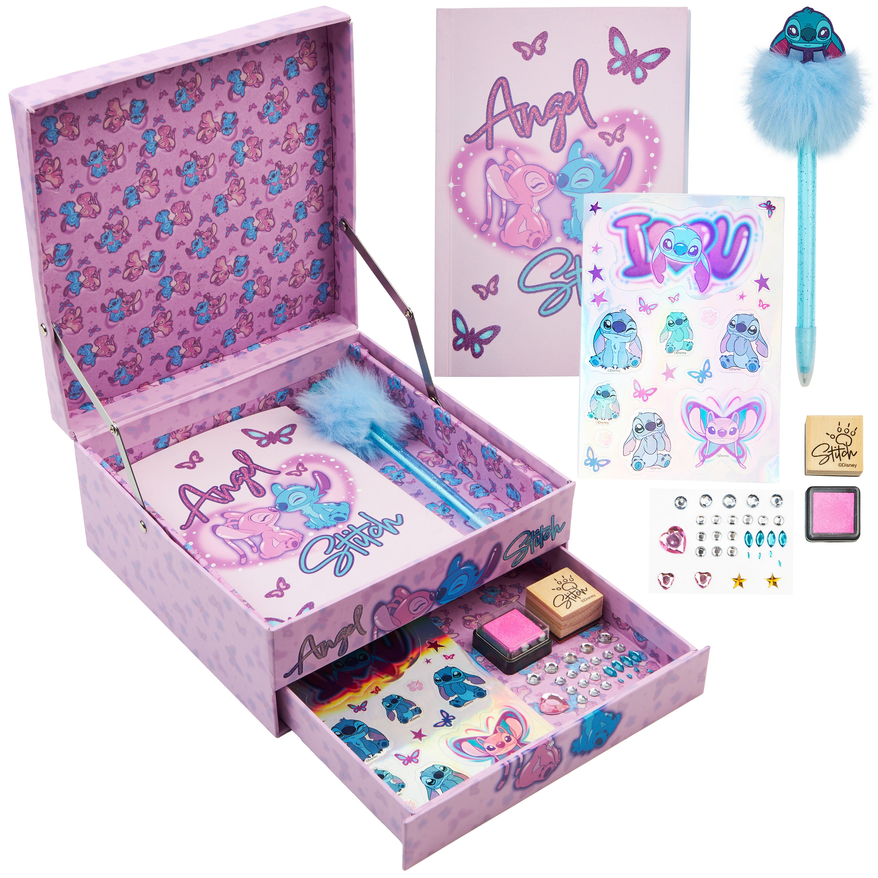disney-stitch-carnet-journal-intime-kit-papeterie-rose-stickers image 2