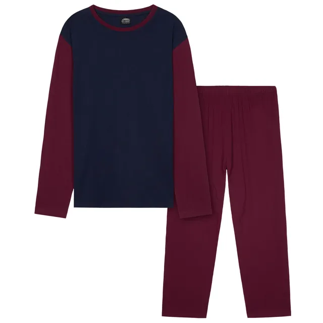 citycomfort-pyjama-homme-long-2-pi-ces-navy-doux image 1