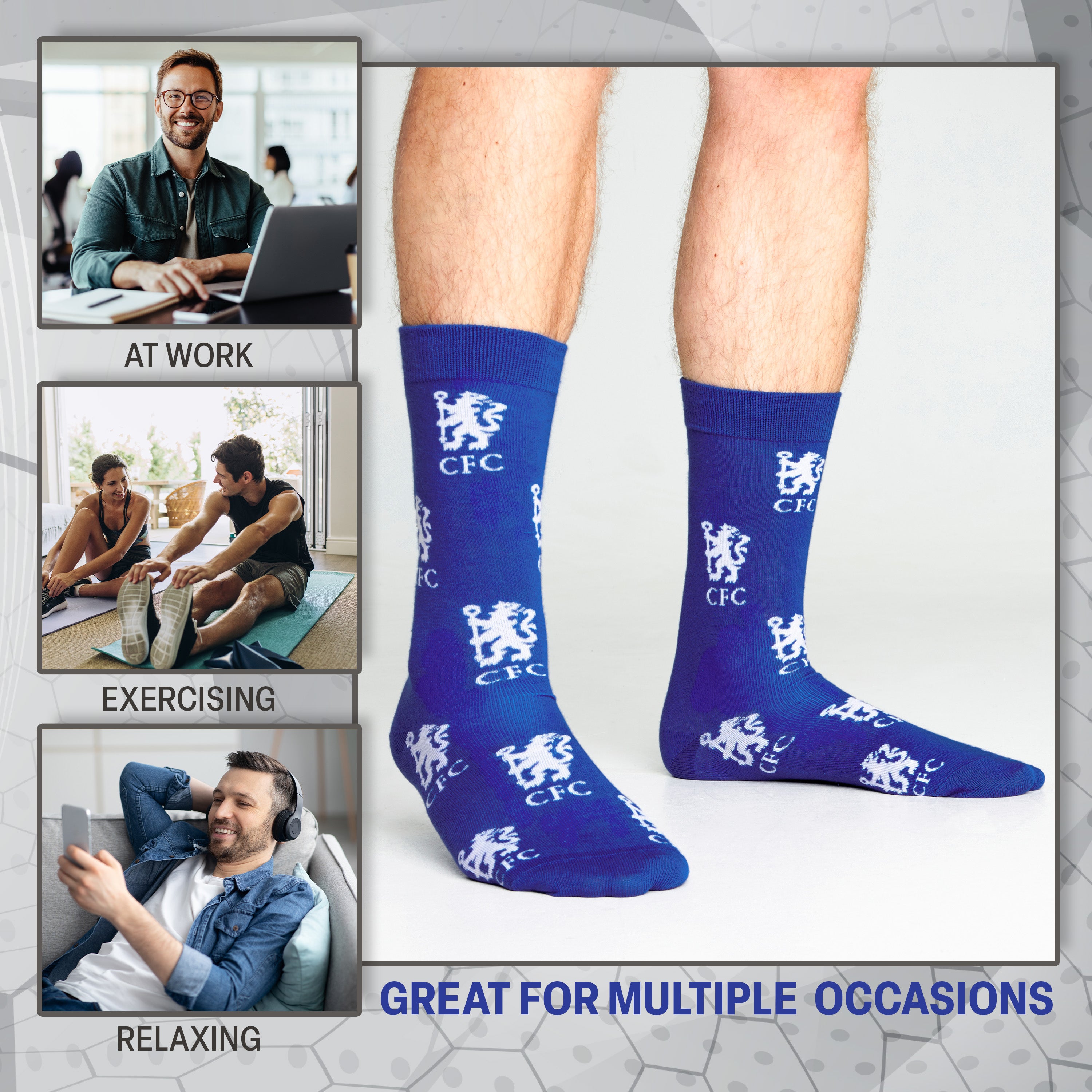 chelsea-fc-chaussettes-homme-lot-de-4-coton-supporters image 4