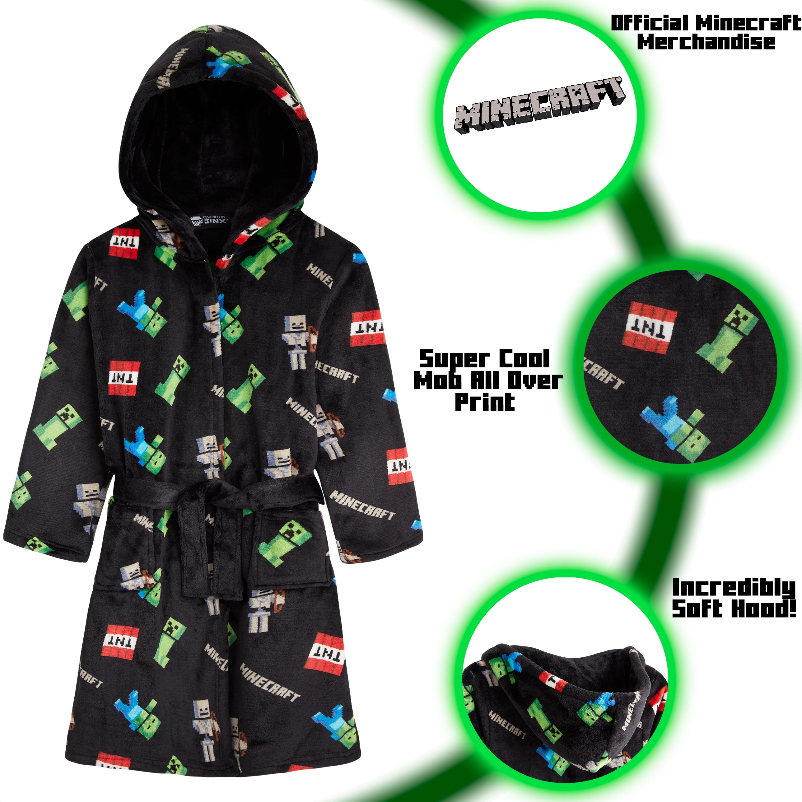 minecraft-peignoir-gar-on-polaire-capuche-7-8-ans image 2