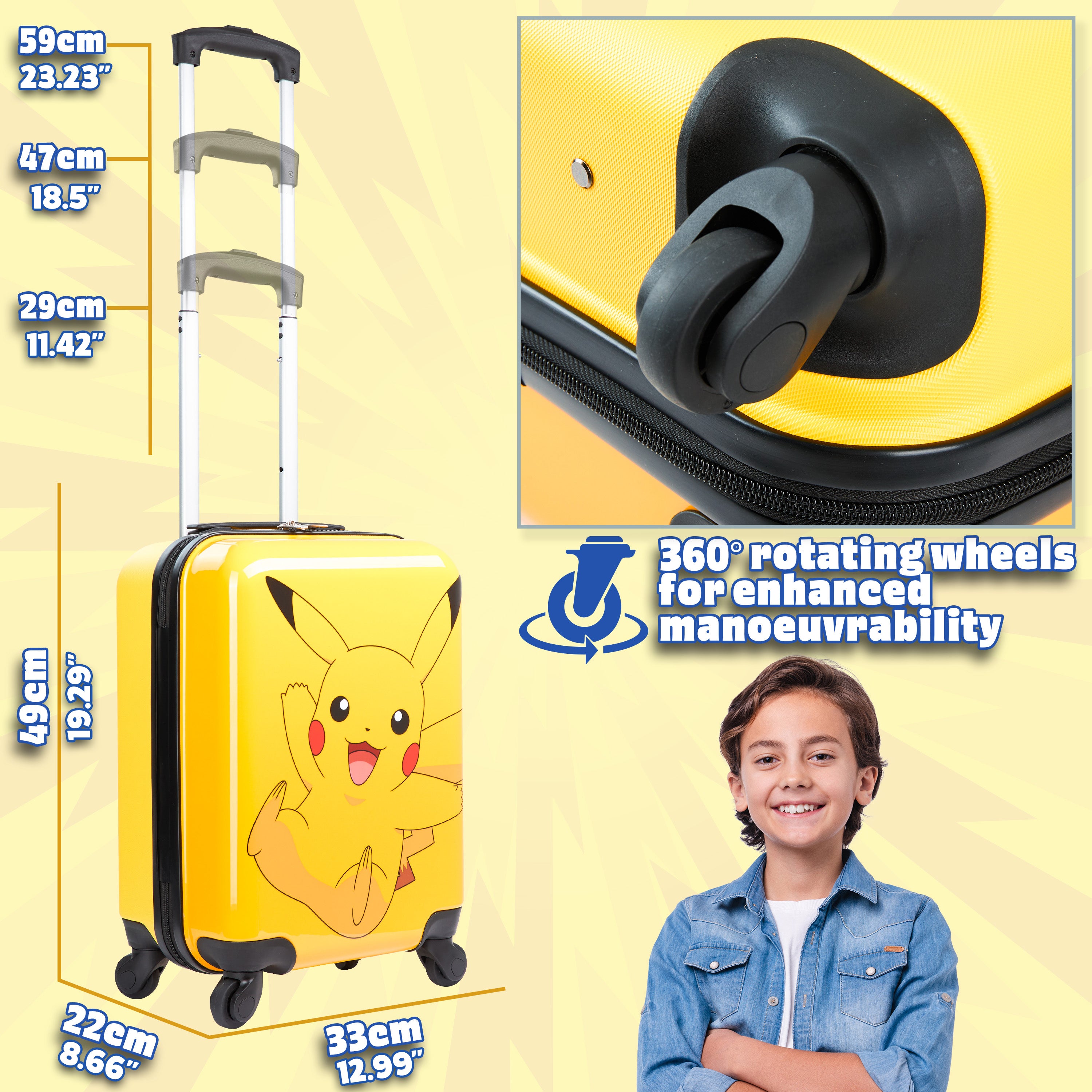 pok-mon-valise-rigide-enfant-pikachu-30l-4-roulettes image 4