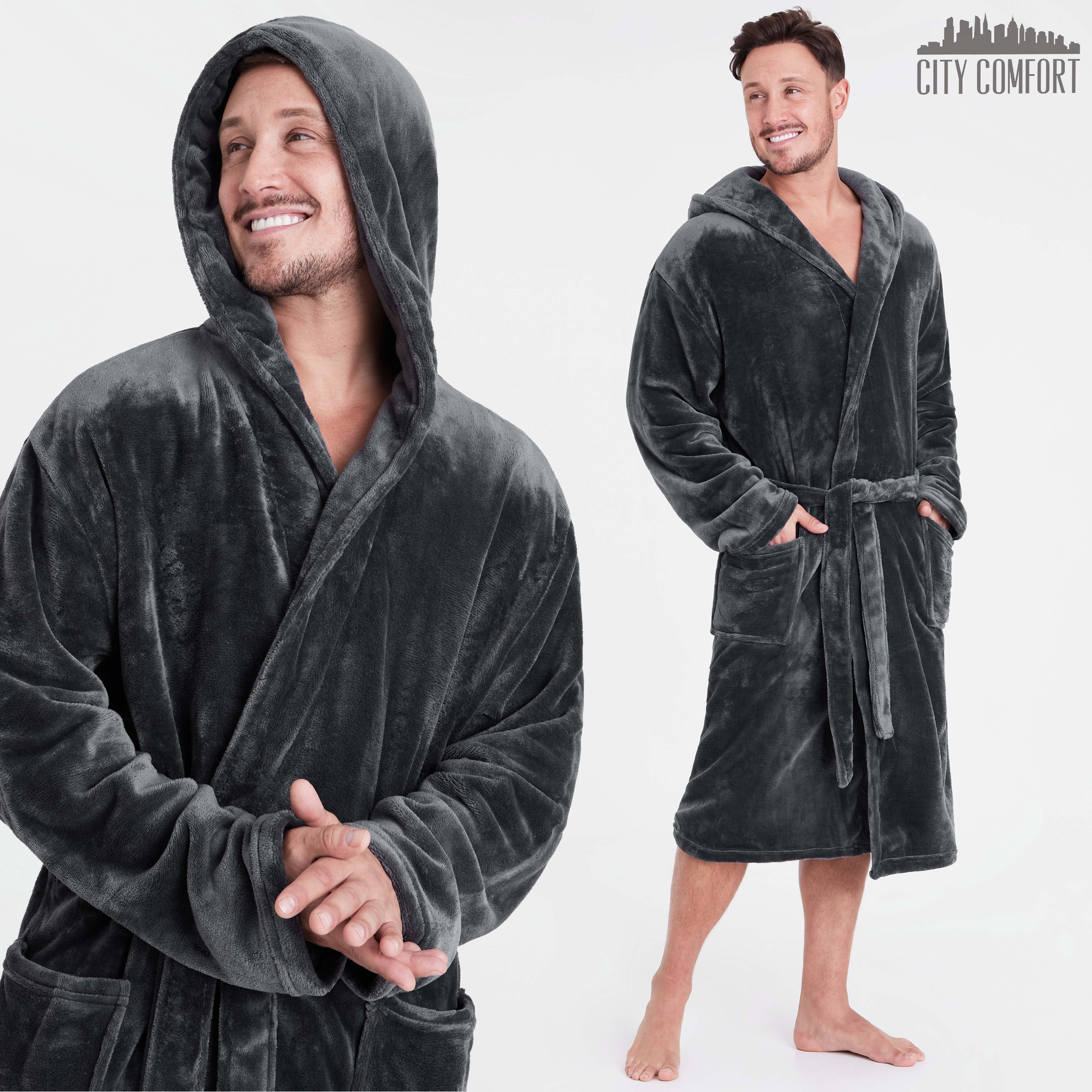 get-trend-peignoir-homme-capuche-polaire-doux-poches image 4